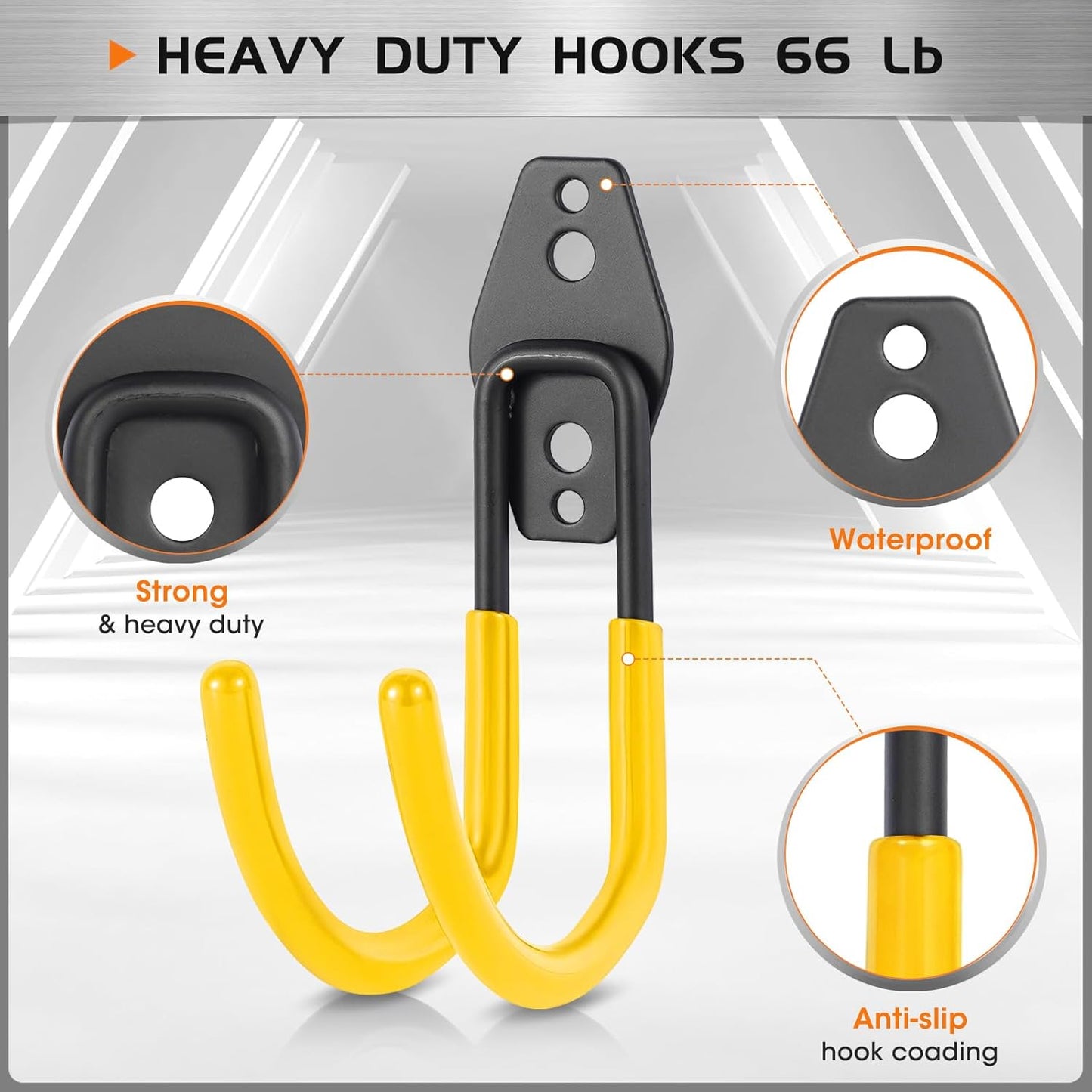 Hose Hanger Wall Mount 2 Pack,Heavy Duty Hose Holder with Screws Metal Hose Hangers for Outside,Hose Rack Suitable for Garage,Garden and Yard,Yellow