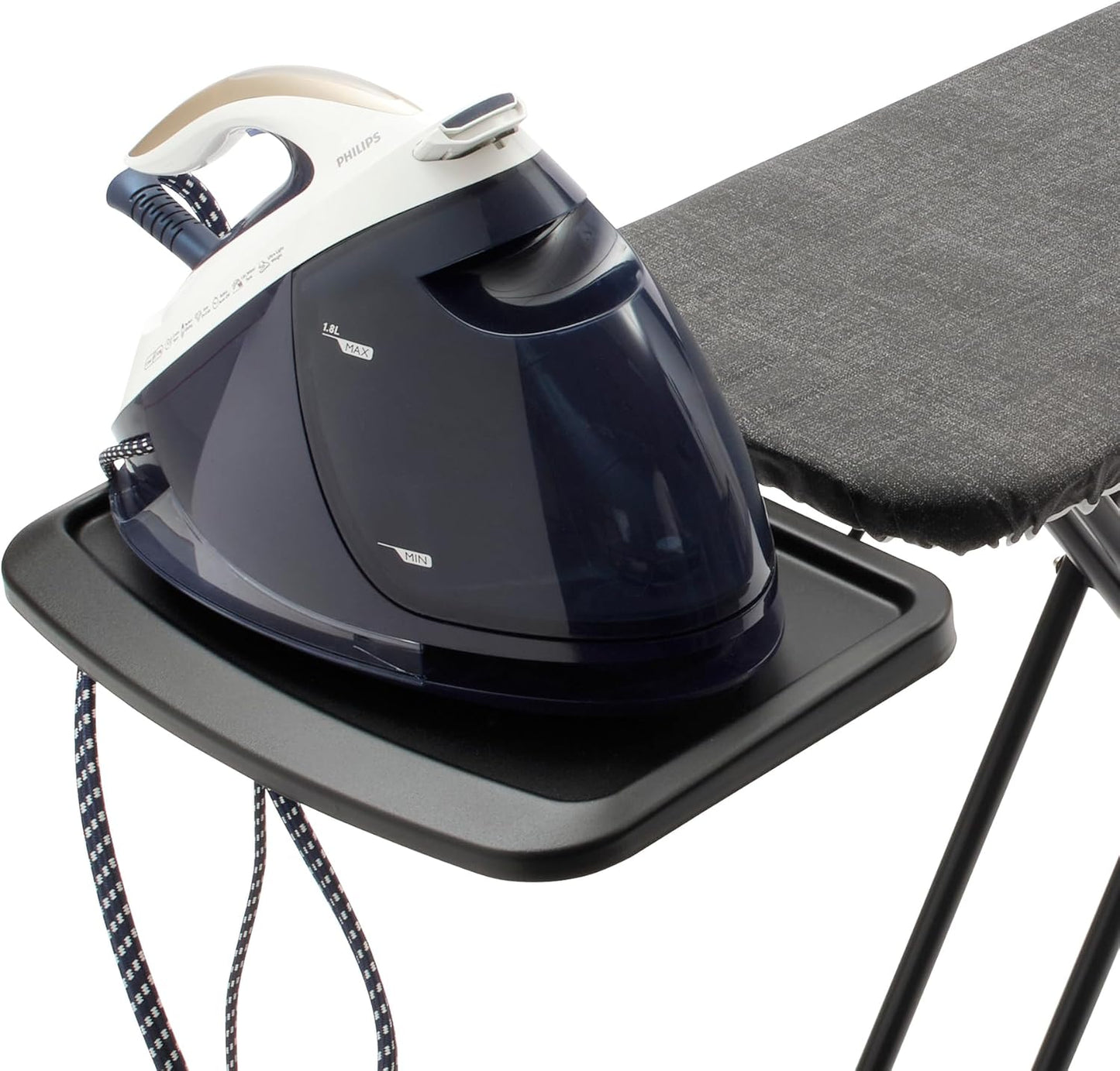 Brabantia - Ironing Board C - Extra Large Steam Unit Holder - Adjustable in Height - Non-Slip Rubber Feet - Cotton Cover with Foam Layer - Foldable XL Unit - Titan Oval - 49 x 18 inches