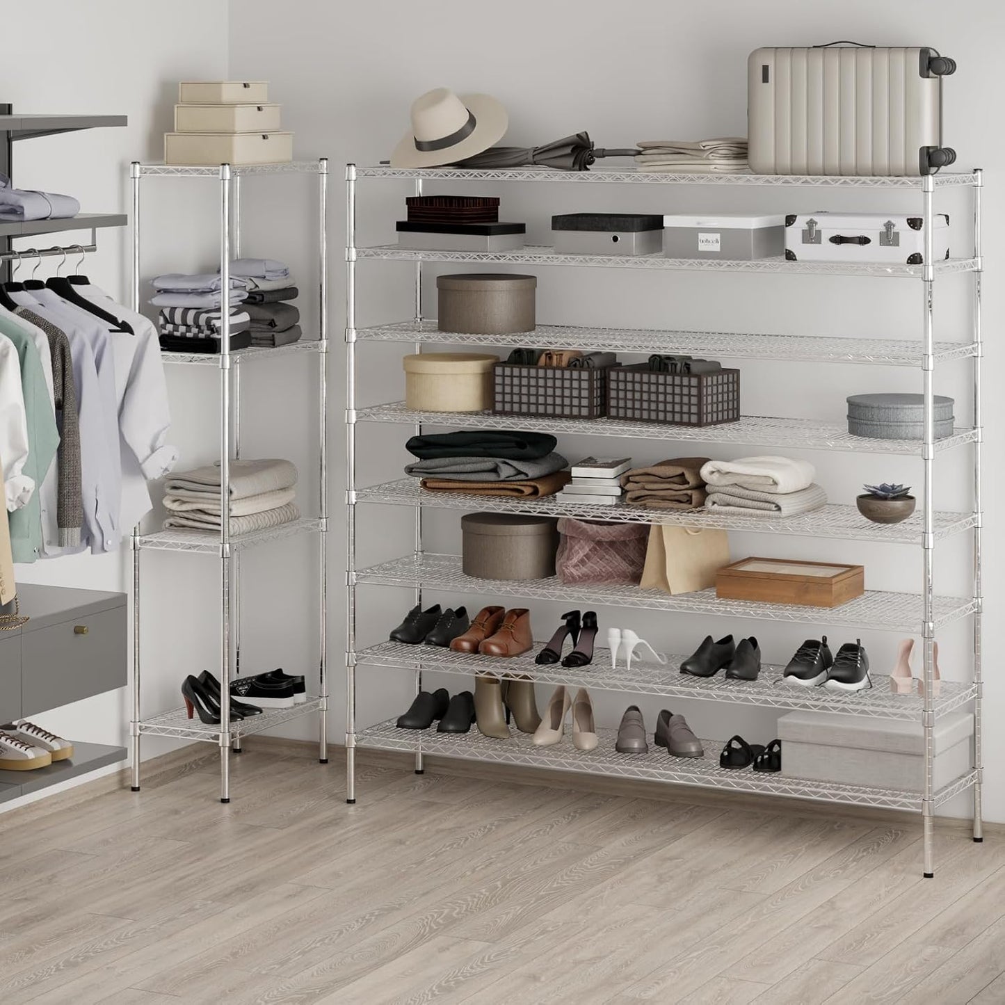 18" Deep x 72" Wide x 74" Height Wire Shelving Kit | 8-Tier | NSF Commercial Storage Rack Unit