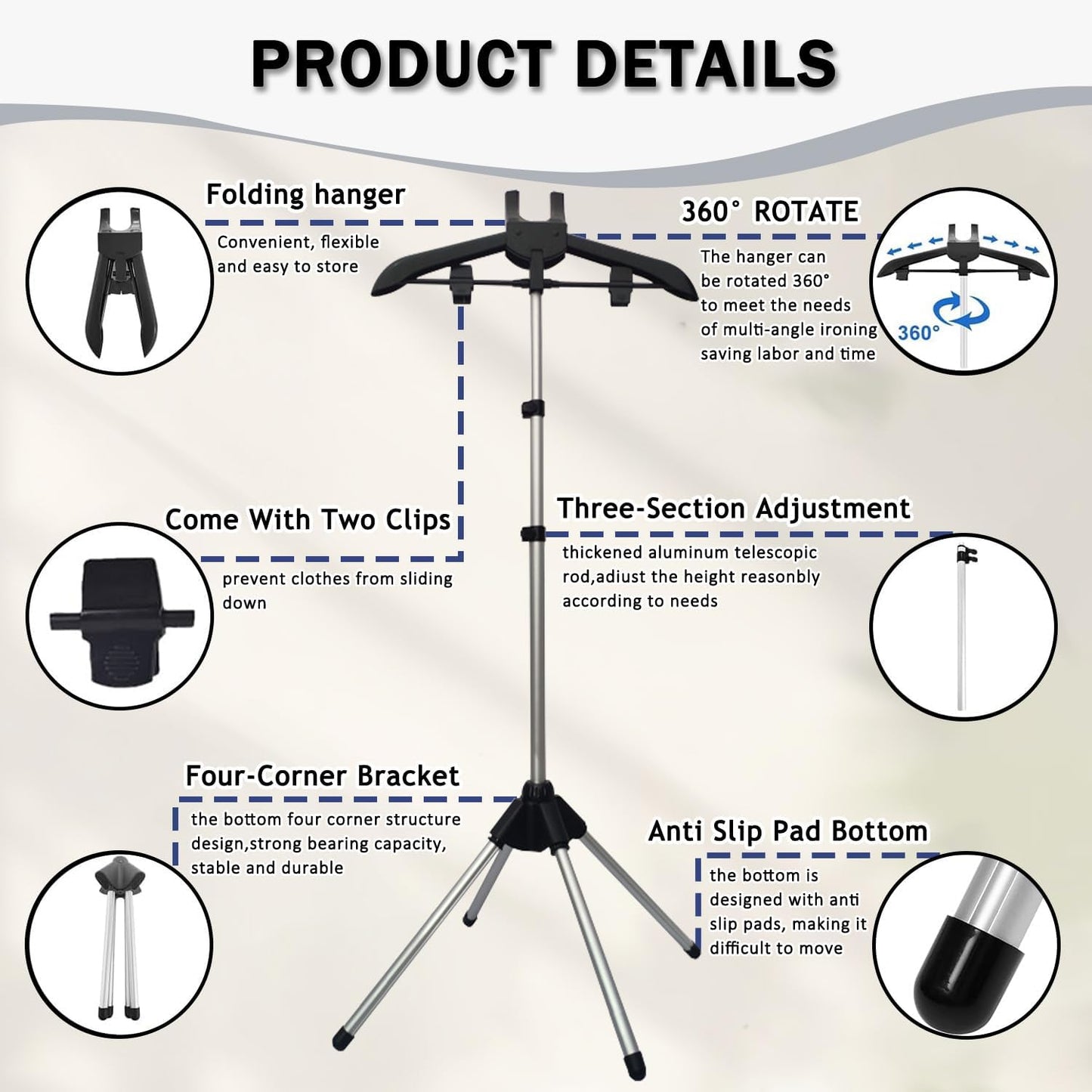 Garment Steamer Stand Rack for Clothes With Stand, Folding Garment Steamer Iron Stand With Ironing Gloves,Ideal for Travel and Home Ironing