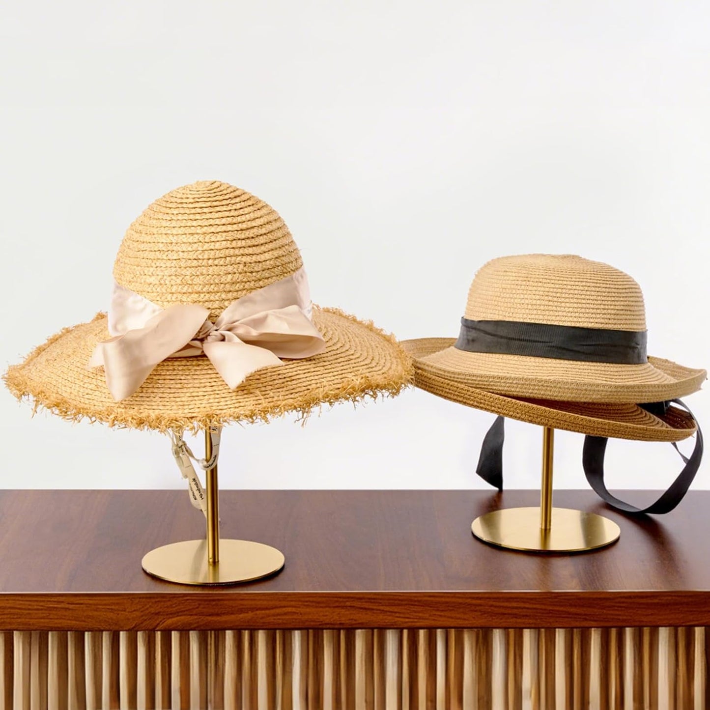 Hat Rack 2PCS Stainless Steel Hat Display Stand Adjustable Height Cap Rack Showcase for Home Boutique Retail Store