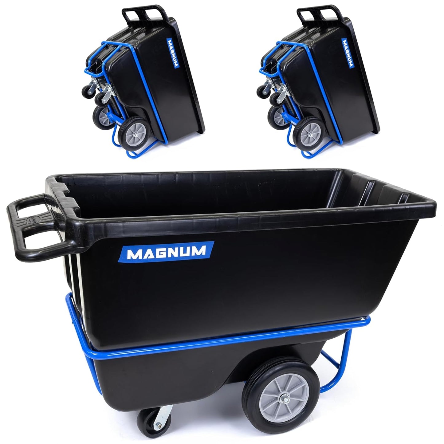 Tilt Truck, 1/2 Cu. Yd. Capacity Dump Cart with Heavy Duty 12” Wheels & 5” Casters & Forklift-able Frame for Jobsites, 850 lbs, Trash Cart with Wheels DUC12T-F-03PK (3-Pack)
