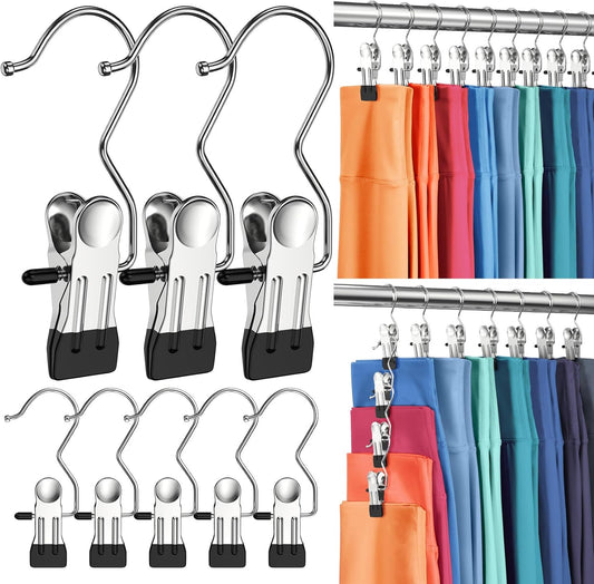 12 Pack Pants Hangers with Clip,Legging Organizer for Closet Hanging, Space Saving Yoga Pants Hangers Clip Hangers Closet Organization,Closet Organizers and Storage for Jeans,Shorts,Skirts,Hats
