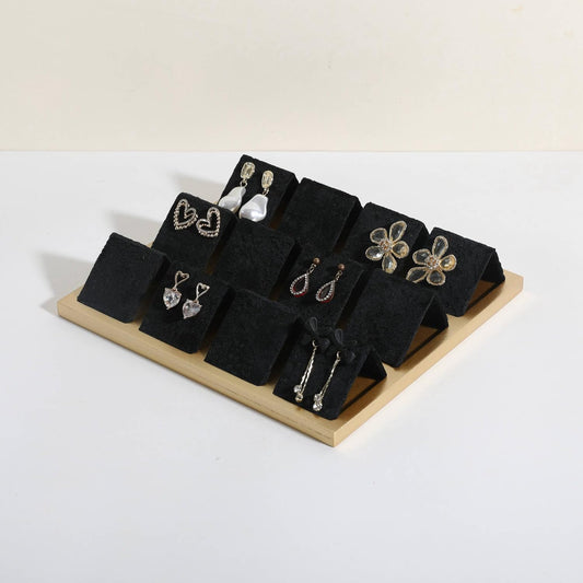 GemeShou Golden coated earring display stand for selling, velvet stud earring holder for jewelry display, Jewlery earring storage organizer tray, studs holder jewelry organizer【Earring holder-Black】
