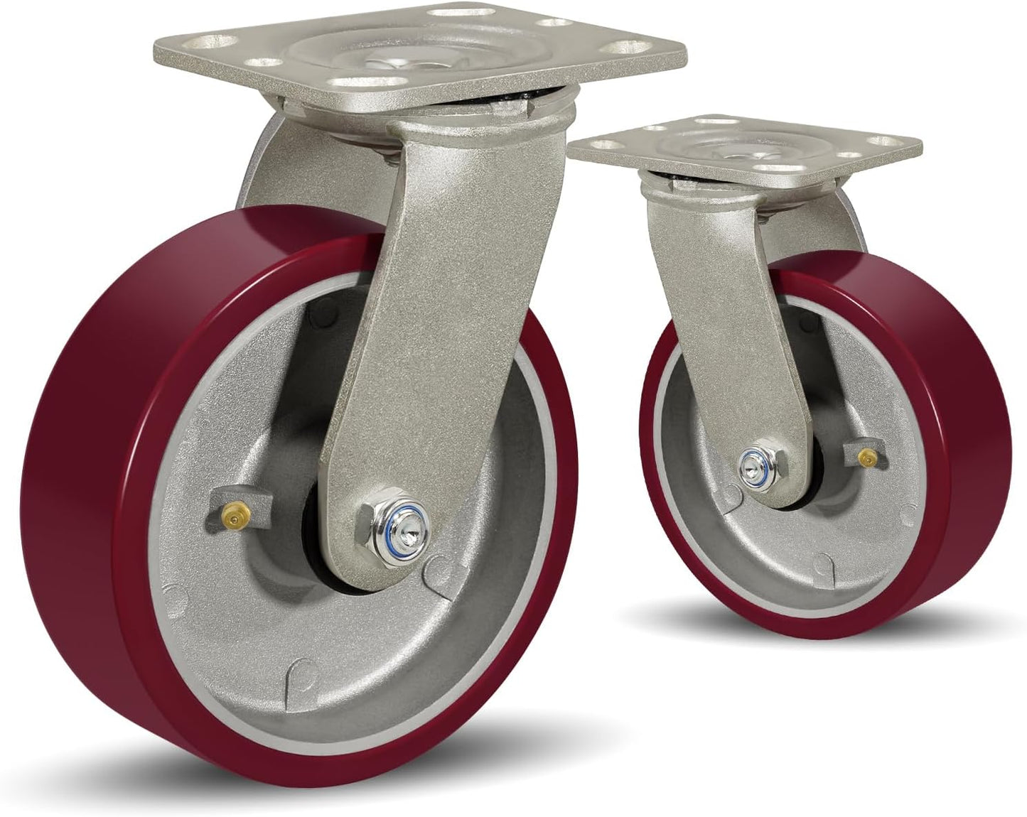 SY America 6" X 2" Casters Wheels,Heavy Duty Industrial Casters，Polyurethane on Aluminum Wheels,2 Swivel Casters,2600 LBS Load Capacity