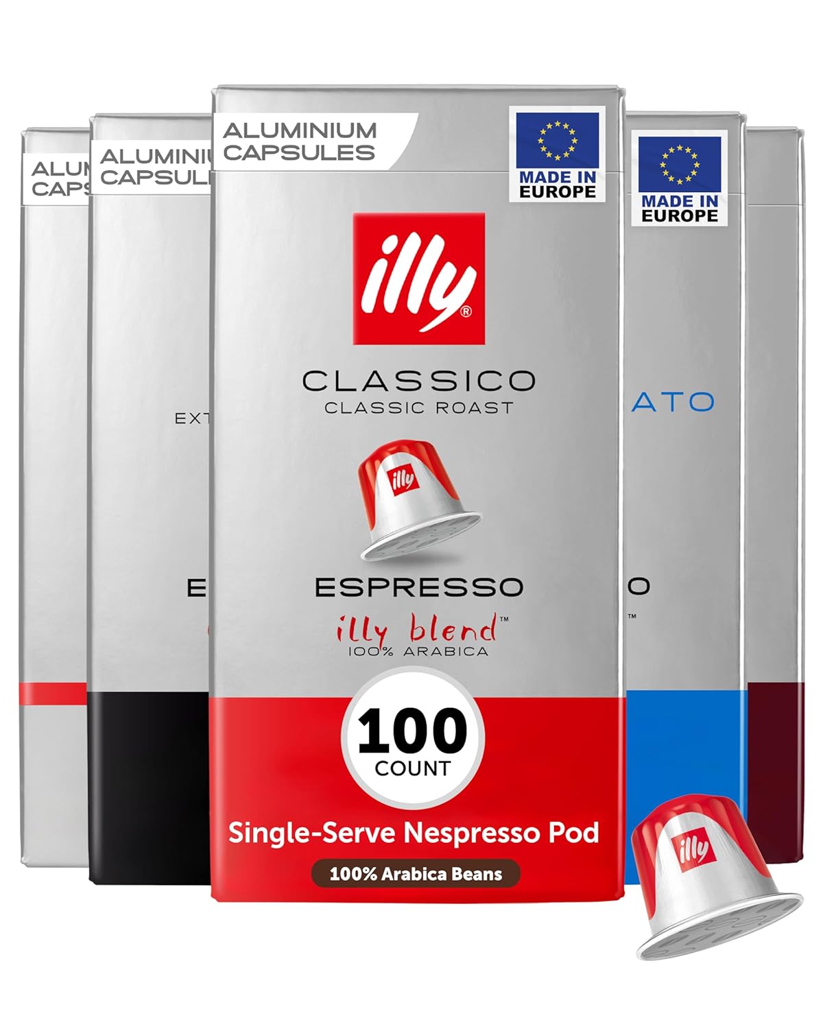 illy Aluminum Espresso Capsules - Compatible with Nespresso Machines - Classico, Forte, Intenso, Decaf, Classico Lungo Roasts - Variety - 10 Count (Pack of 10)