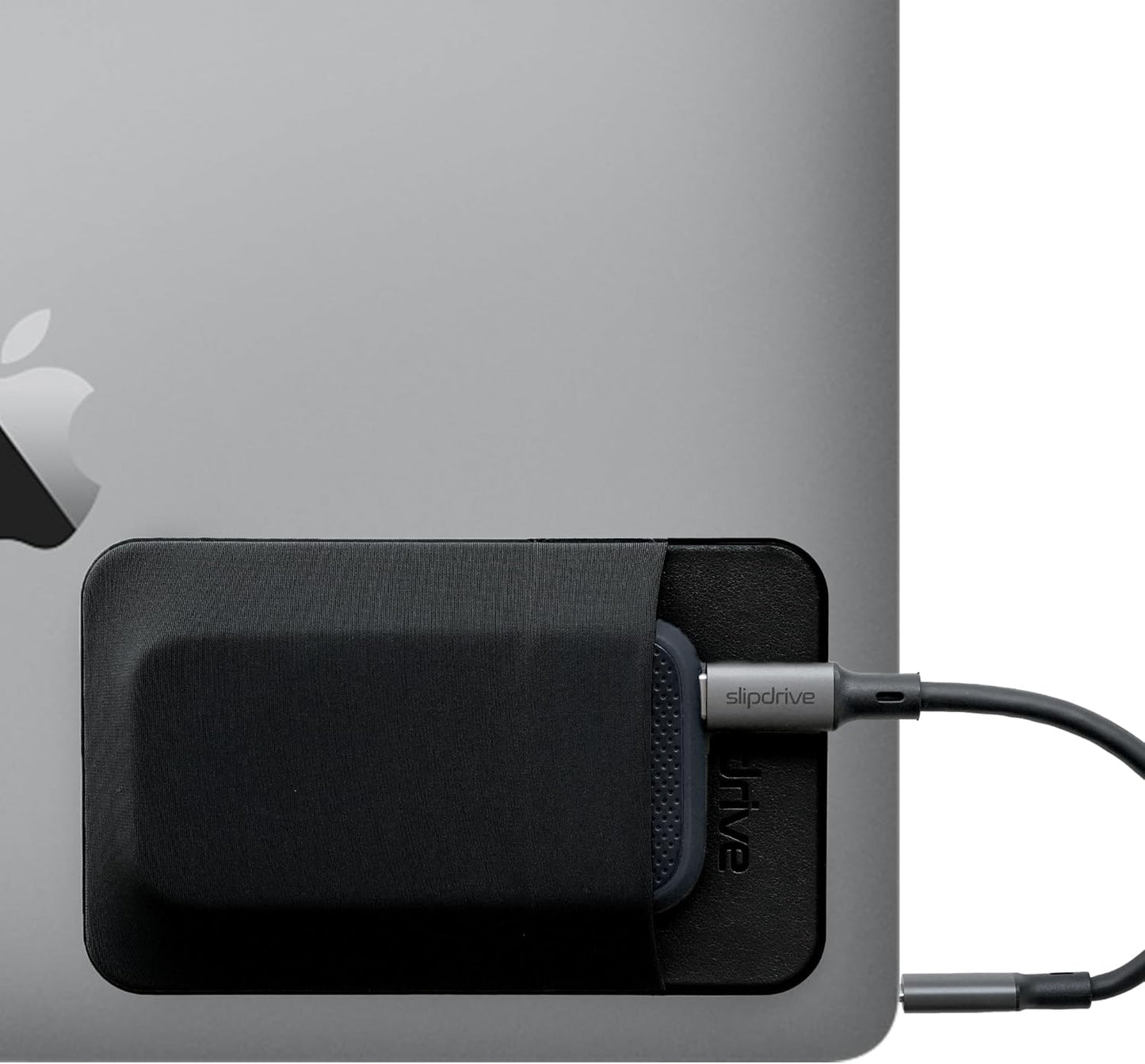 Slipdrive - Portable Hard Drive Sleeve for Laptop - SSD Solid State Drive - Reusable Adhesive - Stick on External Hard Drive Carrying Case - Pocket Pouch (Small, Black)