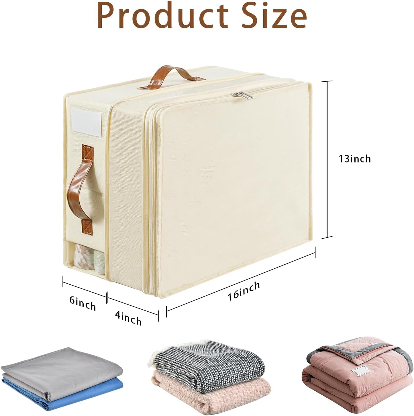 Bed Sheet Organizers and Storage, 4 Pack Linen Closet Organizers with Adjustable Zipper, Foldable Bedding Storage for Queen or King Size Bedsheets, Duvet Covers and Pillows