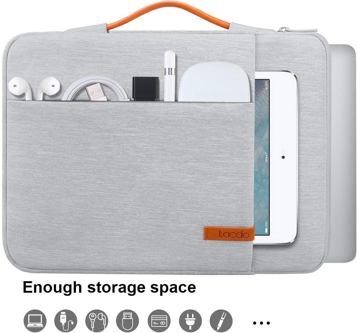 Lacdo 360° Protective Laptop Sleeve Case for 16 inch New MacBook Pro M4/M3/M2/M1 Pro/Max A3403 A3186 A2991 A2780 A2485 A2141 2024-2019, 15 inch Surface Laptop 7th Copilot+PC/6/5/4/3 Computer Bag, Gray