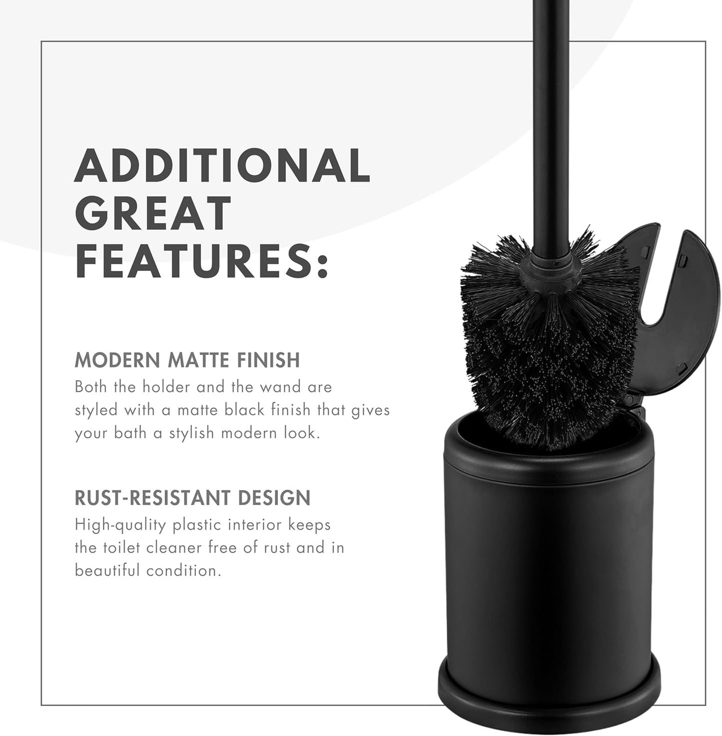 ToiletTree Products Deluxe Toilet Brush with Lid - Black 2 Pack