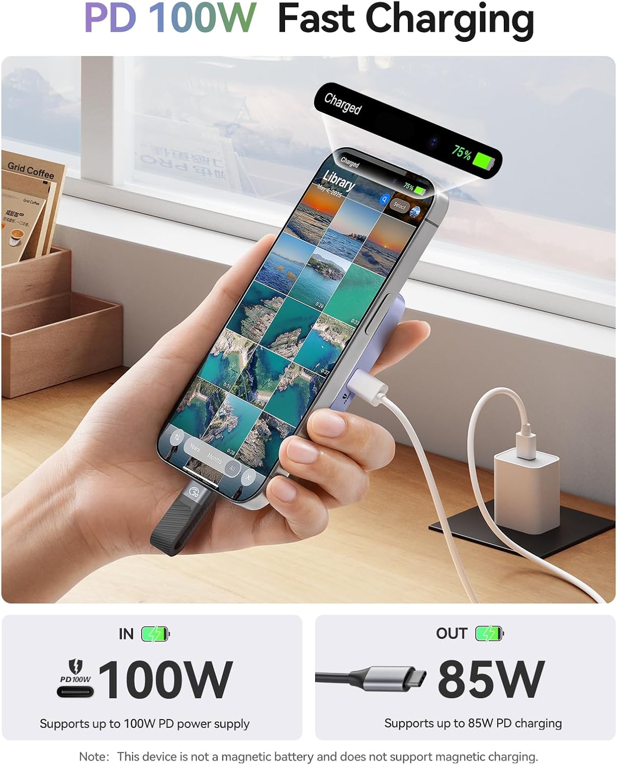 ORICO 10Gbps Magnetic M.2 NVMe SSD Enclosure with PD100W Charging Port 4K ProRes Recording Max 2TB for iPhone 17/16/15 Pro/Pro Max/Plus Support SSD Size 2230/2242 B+M M-Key Diskless AP42P (Green)