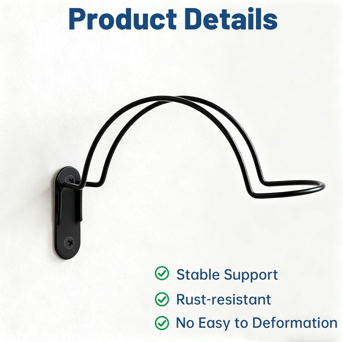 2 Pcs Helmet Rack Hanger Wall Mount Display, Helmet Holder Hooks Wall Mount for Equestrian Motorcycle Hat - Black