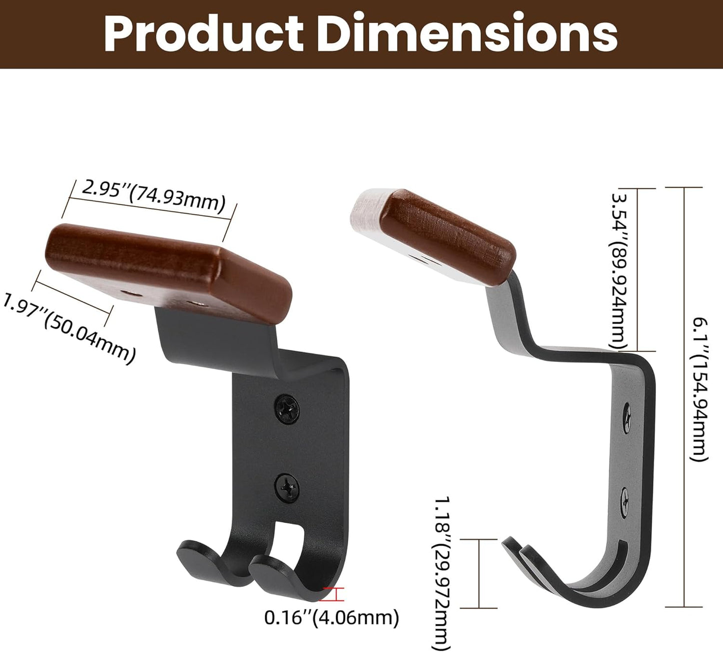 Motorcycle Helmet Holder Wall Mount - Solid Wood & Steel Gear Organizer Rack with 2 Hooks, Heavy Duty Display Hanger for Helmets, Football Gear, Ski Equipment, Hats, Jackets