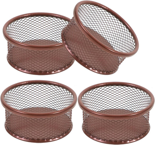 VILLCASE Paper Clip Holder, PaperClip Holders for Desk, Metal Mesh Paperclip Dispenser Organizer Desktop Binder Clip Holder Container for Home Office School, 4pcs