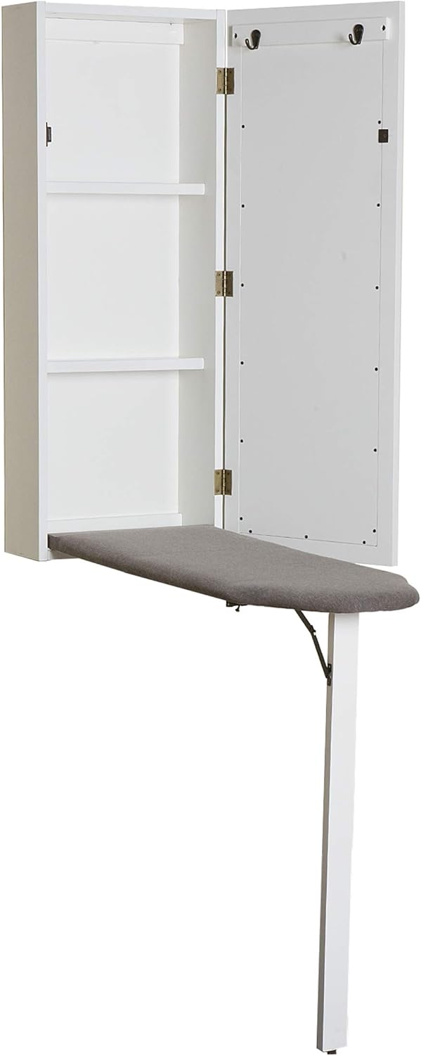 SEI Furniture Wall Mount Fold Out Ironing Center, White, 16 W x 7 D x 42 H (inches) (HZ3480)