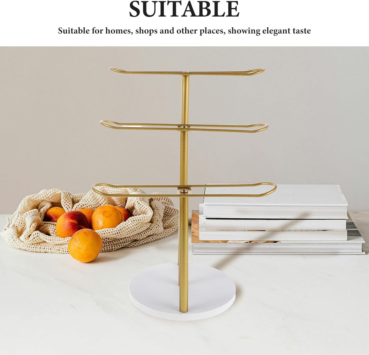 NUOBESTY Metal Headband Holder 3-Tier Scrunchie Holder - Hairband Hair Hoop Organizer - Hair Accessories Display Stand - Jewelry Bracelet Watch Organizer