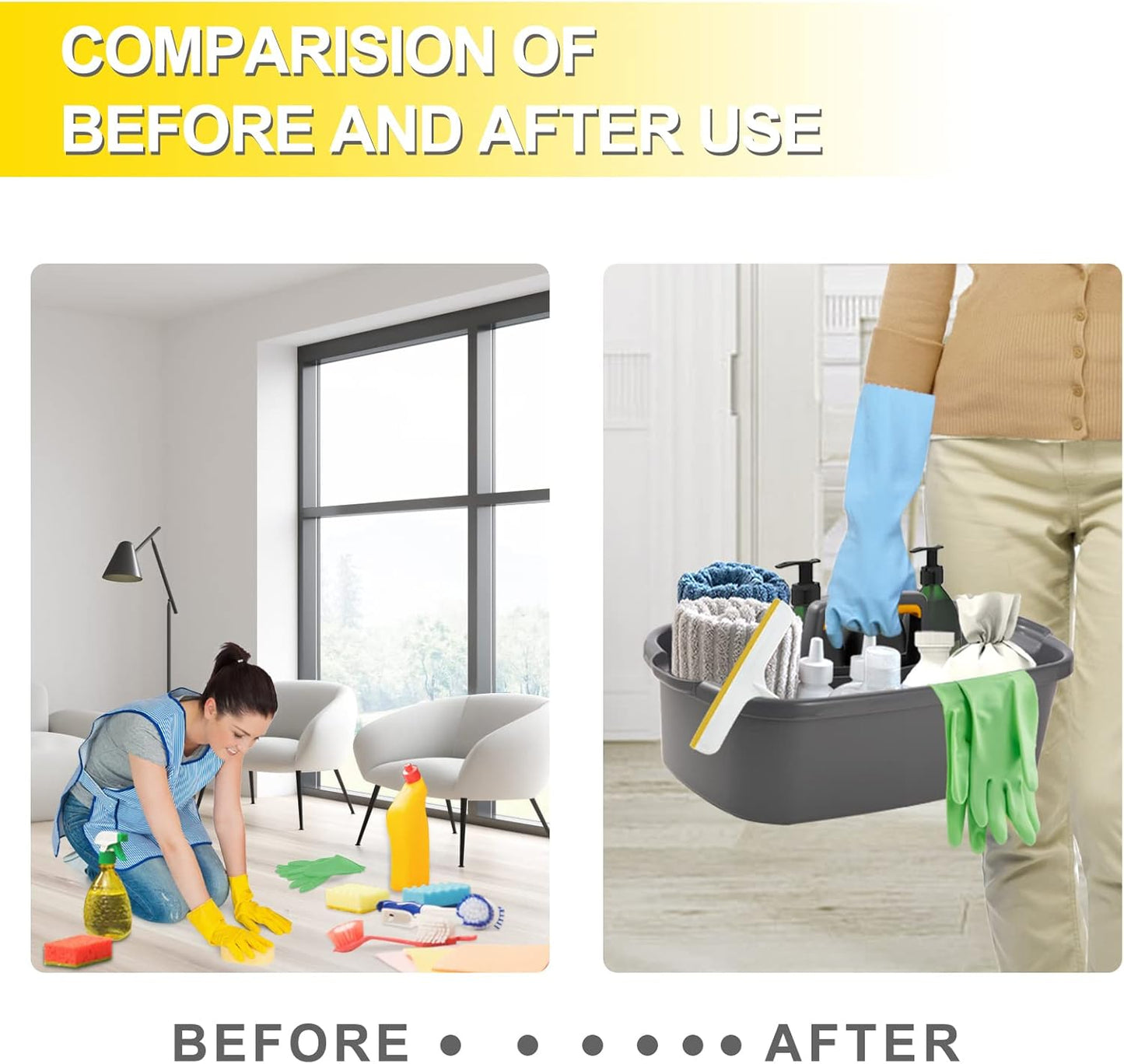 Cleaning Caddy, Cleaning Caddy Organizer with Handle, Plastic Tool Storage Cleaning Supply Caddy for College Dorm, Kitchen, Garden, Under Sink,Gray