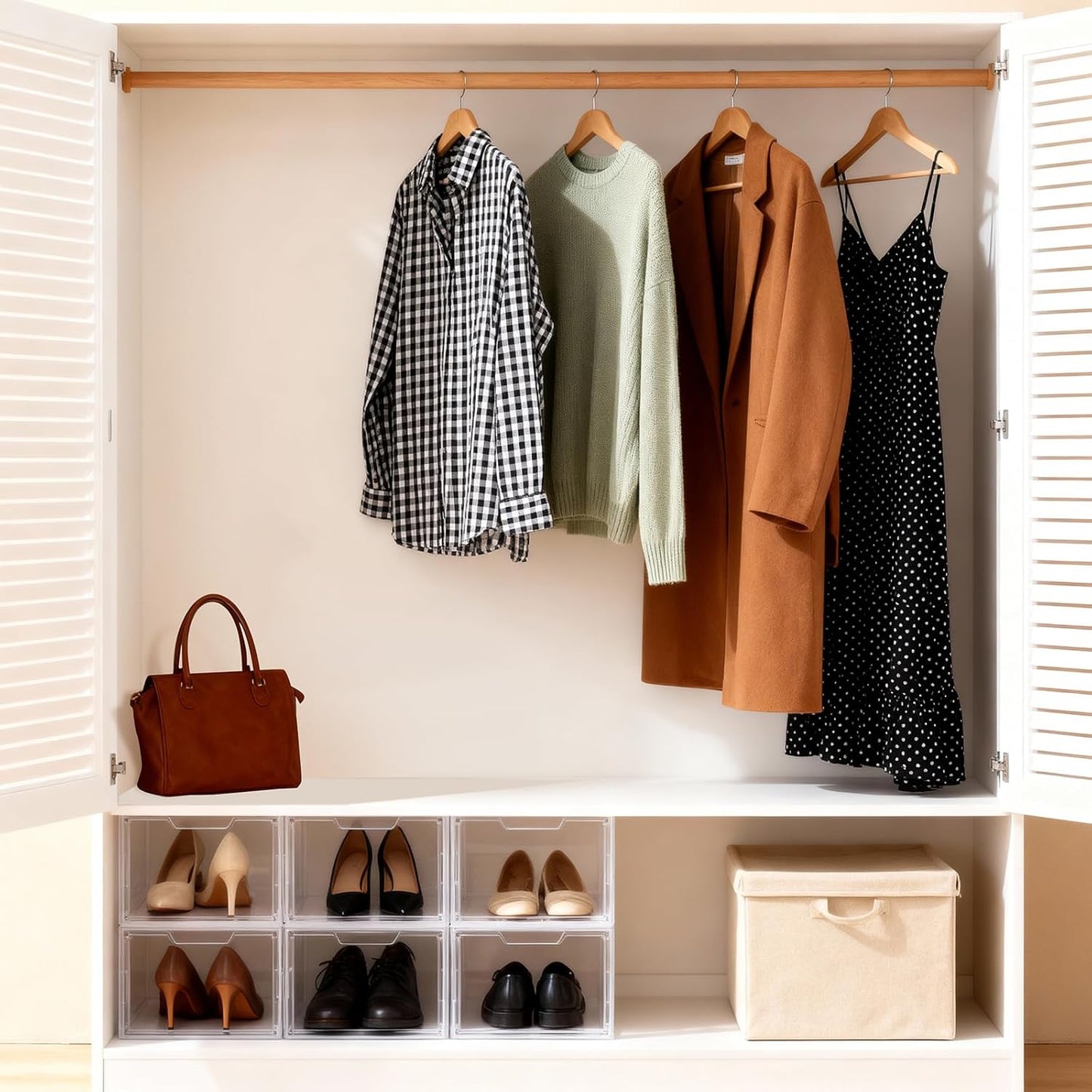 Shoe Boxes Shoe Storage Boxes Display Boxes with Magnetic Doors and Stackable Design, Ideal for Hallways, Under Beds, Wardrobes, and Living Rooms (Magnetic Door-Clear, 6 Pack)
