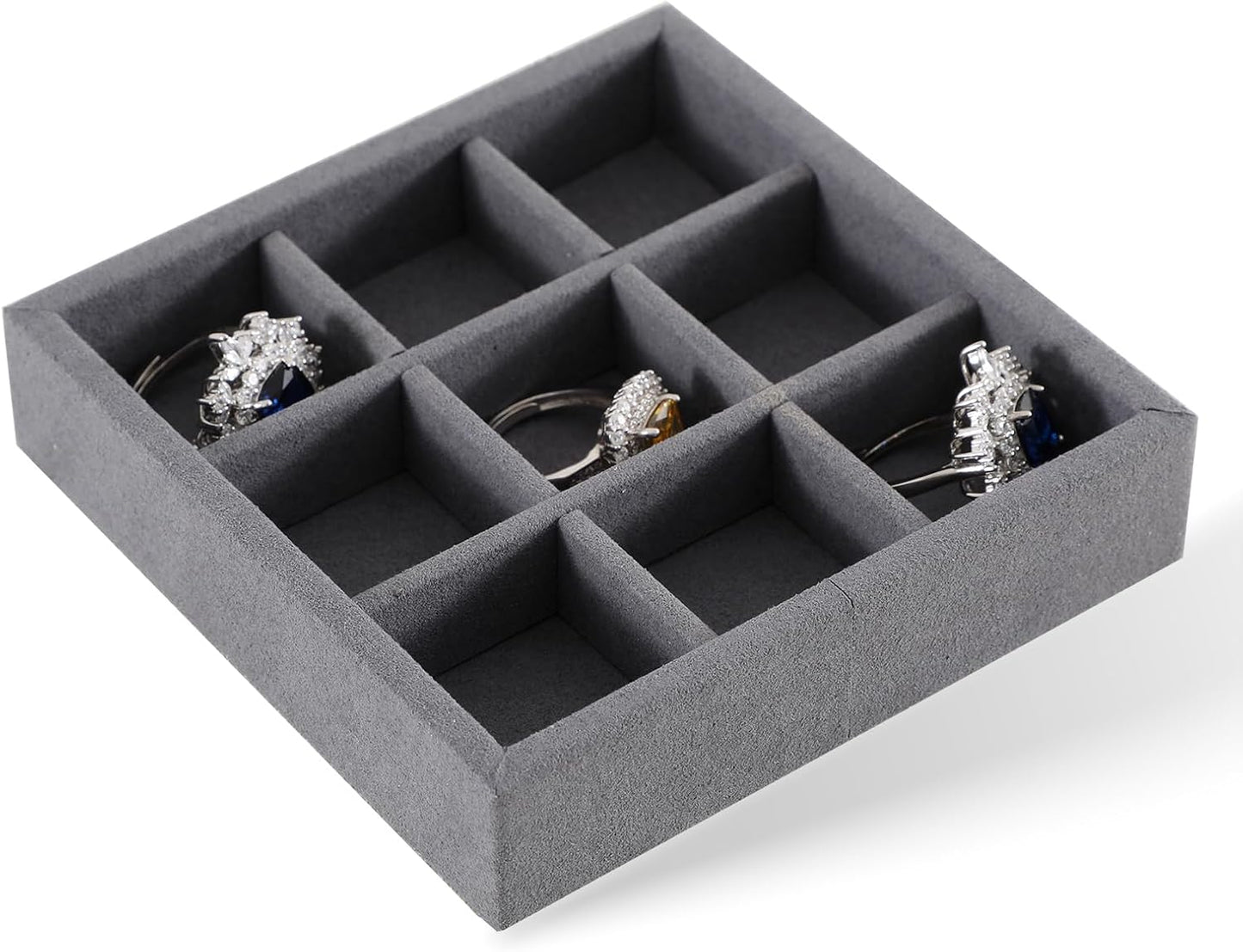 Dark Blue Jewelry Display Tray Ring Necklace Earring Bangle Organizer Multifunctional Storage Case for Jewelry Showcase (Small 9 Grids Tray)