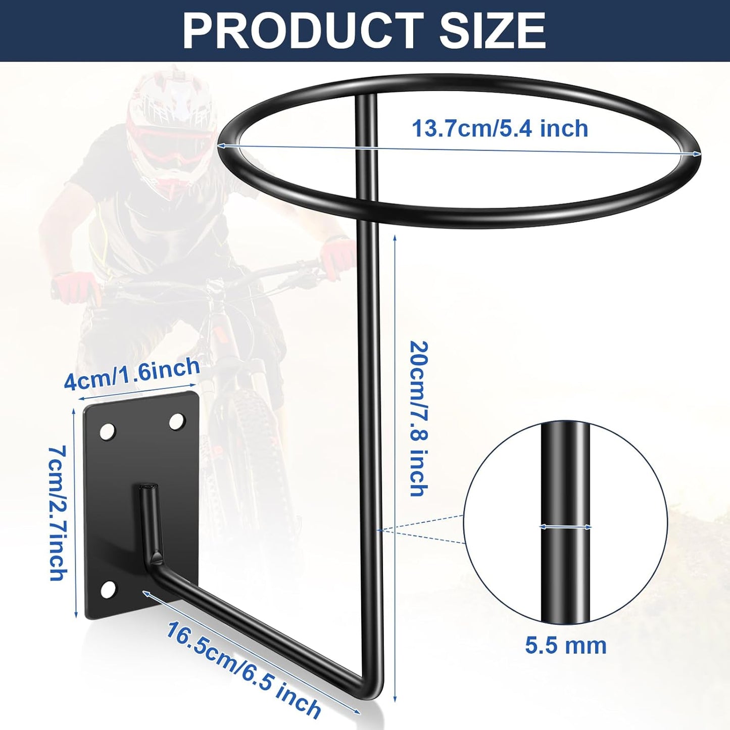 6 Pack Helmet Hanger Wall Mount Motorcycle Helmet Rack Metal Ball Holder for Basketball Volleyball Football Multifunctional Display Hook Stand for Cap Hat Wig Riding Jacket Coat