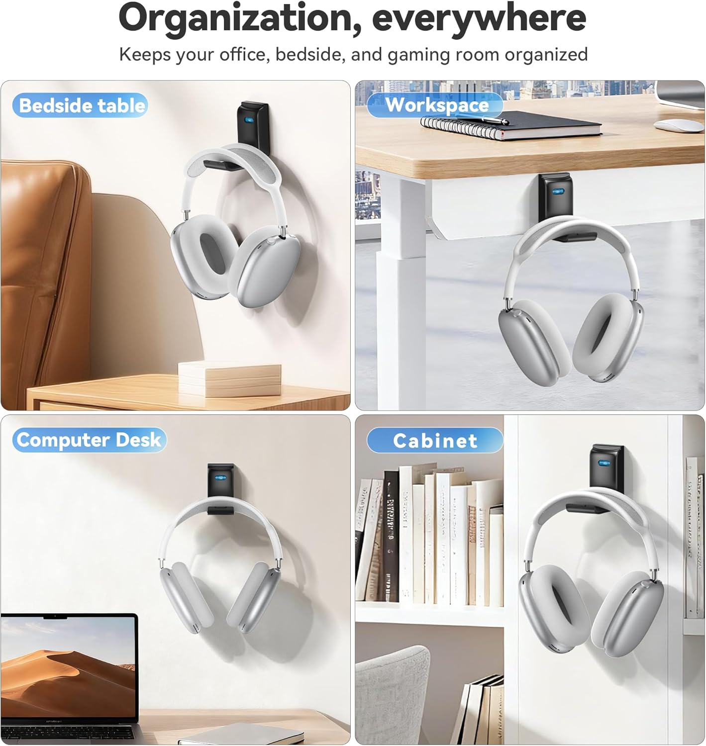 Headphone Stand Wall Mount, Gaming Headset Wall Shelf & Desk Holder, Hook Hanger, for Office / PS5/ XBOX/ PS4 Headset, Must Have Video Game Accessories, Essentials & Gift for Boys & Girls- 2 Pack