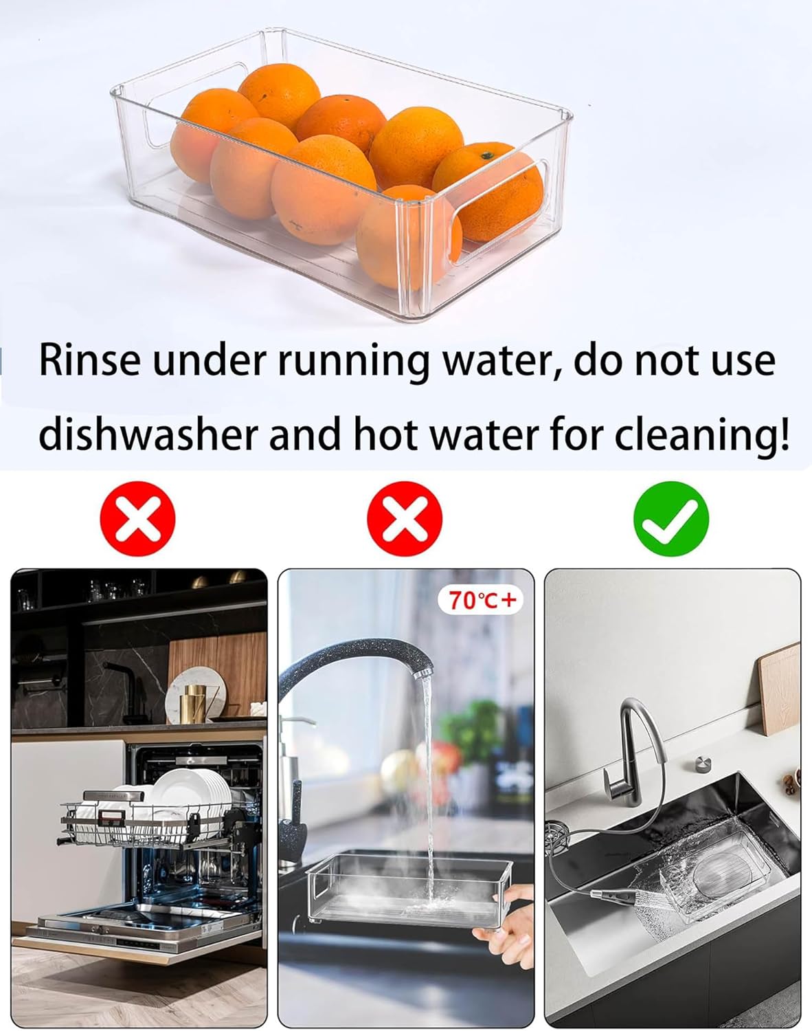Refrigerator Organizer Bins 6 Pack Fridge Organizers with Handles Clear Freezer Storage Containers for Pantry, Cabinets,Shelves, Drawer