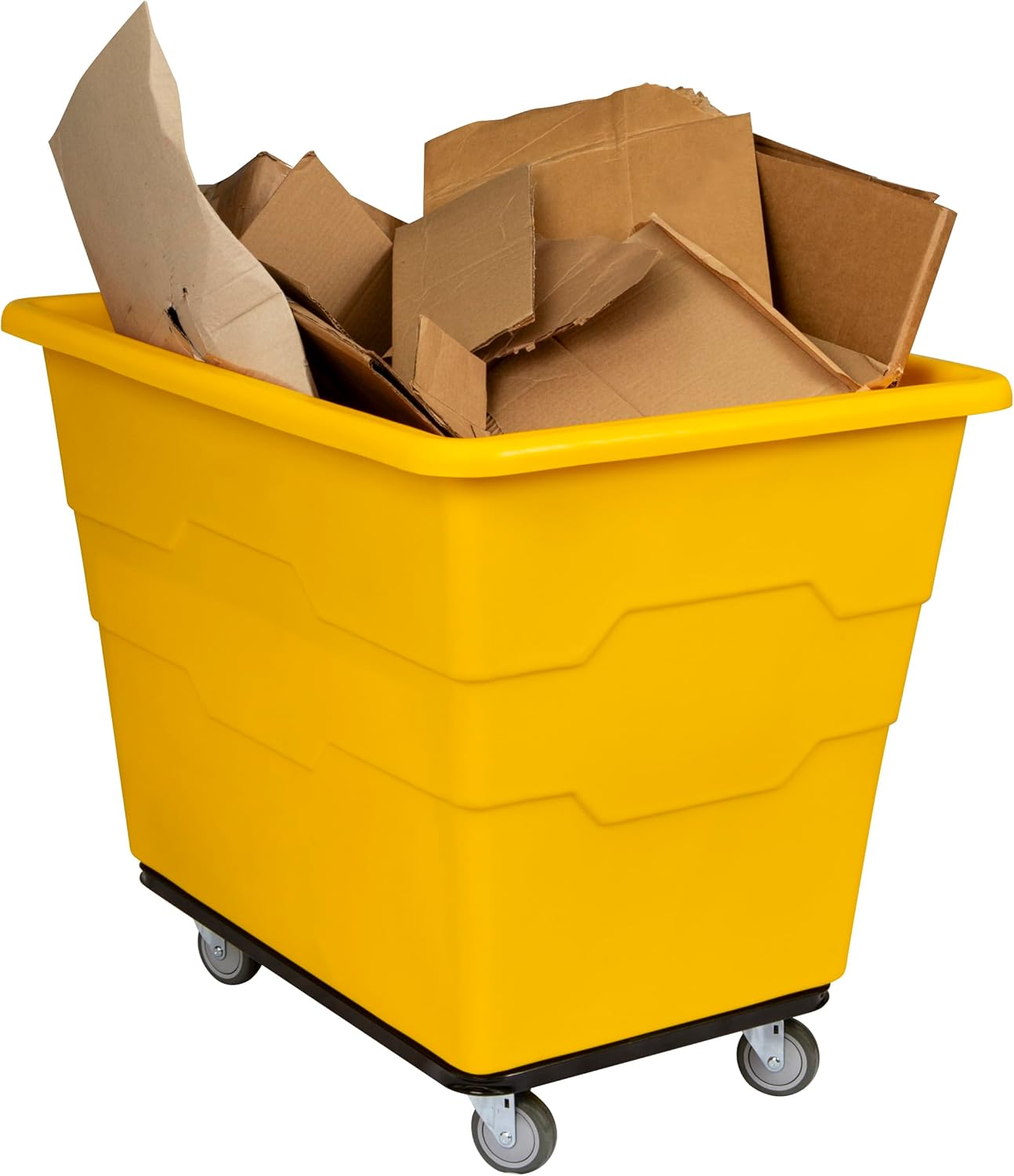 Commercial 16 Bushel Utility Cart with Steel Base, Poly Box Basket Truck, Laundry Cart, and Rolling Trash Bin, 47-Inch x 34.75-Inch x 35.5-Inch, 1000 Pound Weight Capacity, Yellow
