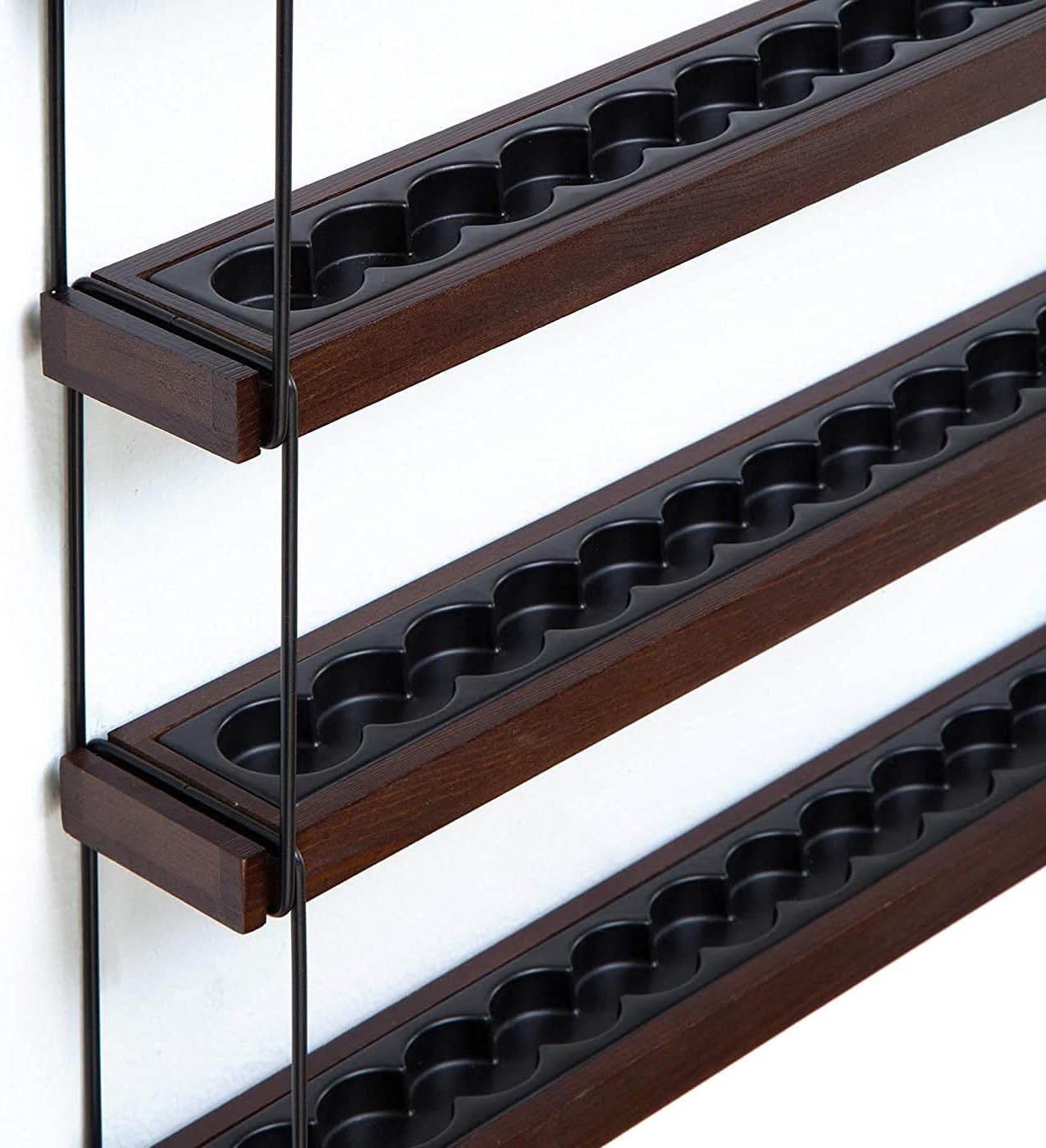 J JACKCUBE DESIGN Essential Oils Display Shelves Wall Mount Black Metal and Wood, Nail Polish Paint Holder Rack Organizer Holds 70 Bottles (5 Tier) : MK482A