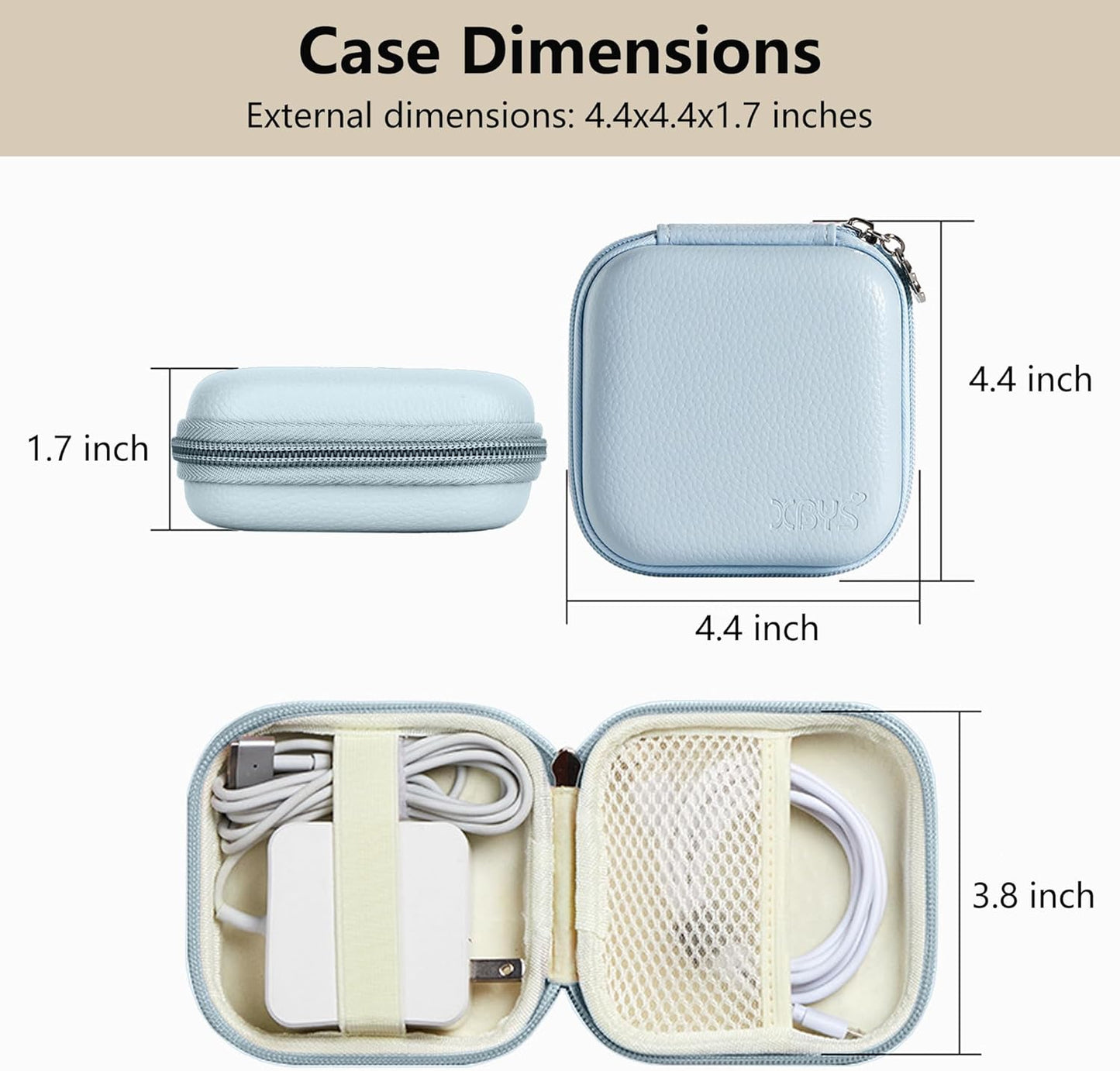 Charger Case for Macbook, Portable Tech Electronic Organizer Bag, Travel Storage Pouch for Laptop Accessories, MacBook Power Adapter, Charging Cords, USB Drives, Power Bank (Blue, M)