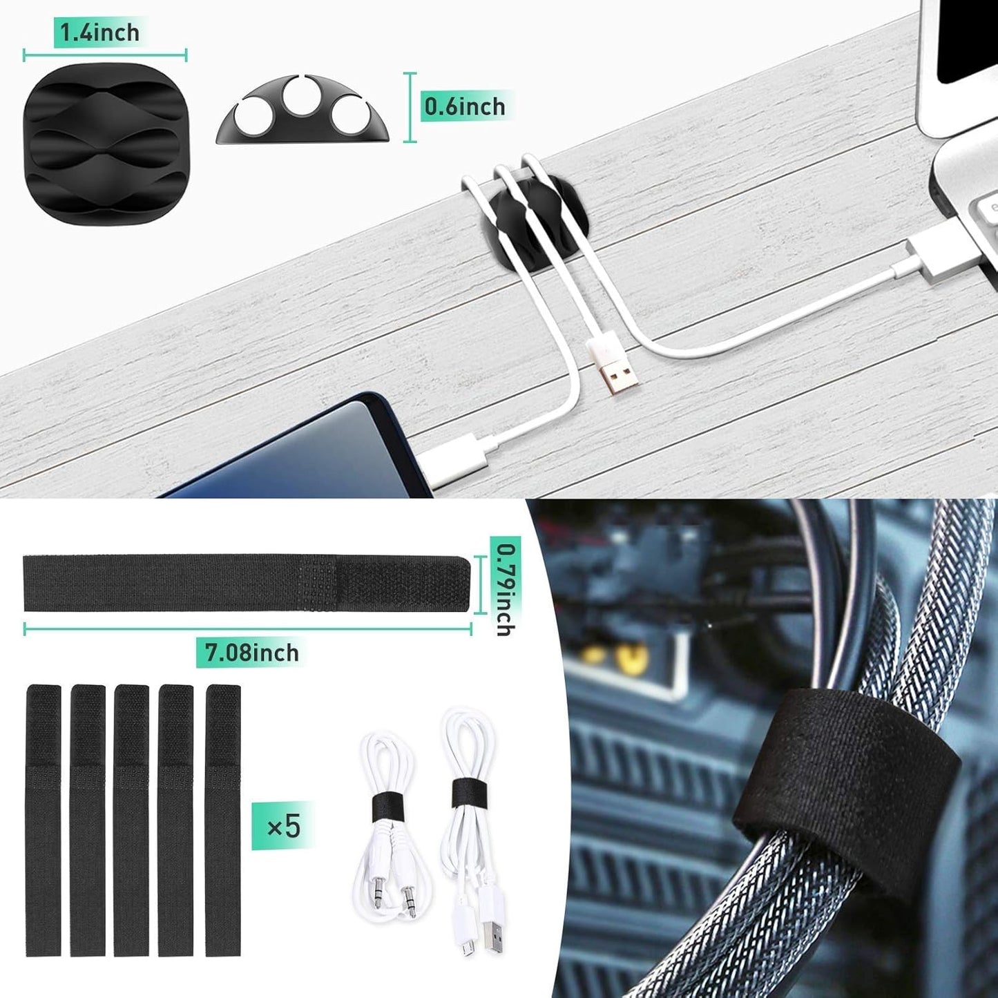 Updated Cable Raceway Kit - 31 (2X15.4) Inch Open Slot Wire Covers for Cords, Under Desk Cable Management System to Hide Under Desk/Tv/Computer/Net/Power Cords, (Pack 2)