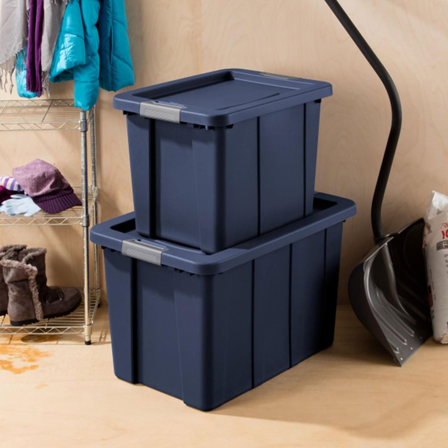 Sterilite 8-Pack Storage Bins with Lids, Heavy Duty Totes, Tuff1, 30 Gallon, Dark Indigo