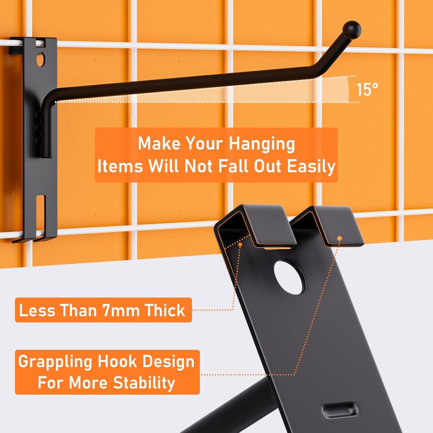 INCLY 2/4/6 Inch Gridwall Hooks, 60 Pack Heavy Duty Black Display Hooks for Grid Wall Panels, Grid Wall Accessory for Storage Display Clothes in Retail Shop Garage