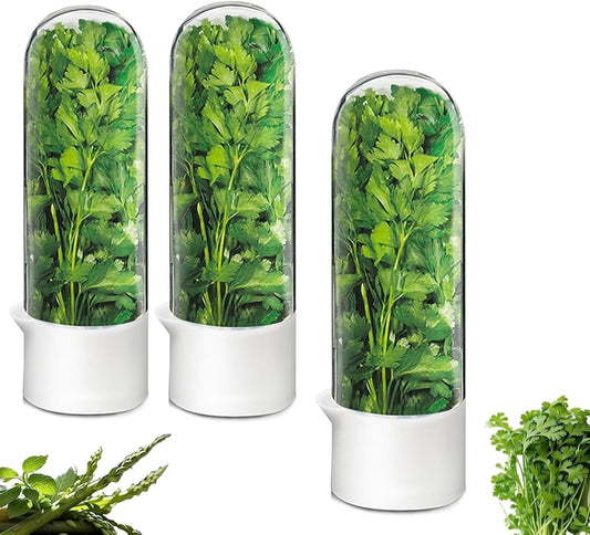 Herb Saver for Refrigerator - Herb Keeper & Cilantro Container for Fridge | Vegetable Preservation Storage Container for Cilantro, Basil, Asparagus | Extends Freshness Up to 2-3 Weeks