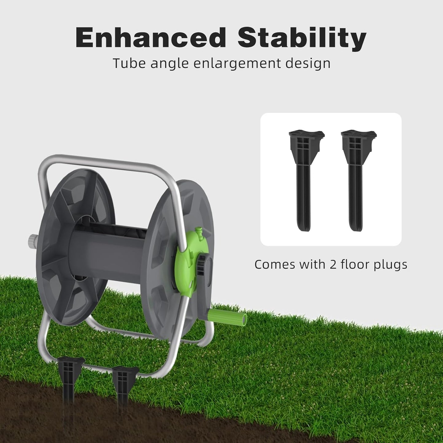 Garden Water Hose Reel Cart, Holds 65-100 Ft of 5/8 Inch, Wall Mounted Garden Hose Cart, Portable Hose Holder for Convenient Hose Storage and Watering