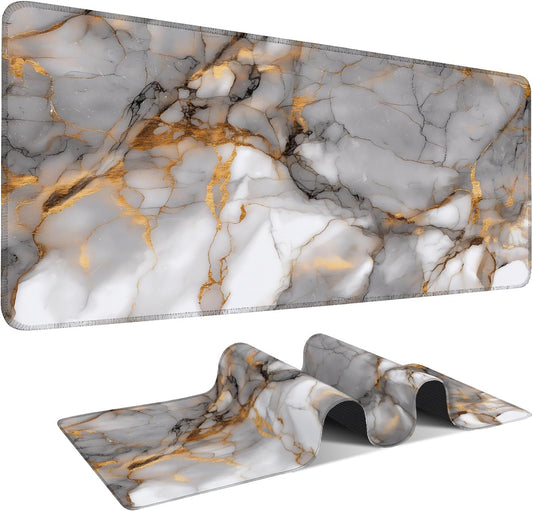 Marble Stripes Gaming Mouse Pad 35.4"x15.7"Desk Mat Anti-Slip Rubber Base & Durable Stitched Edges for Gamers Smooth Mouse Writing Surface for Desk Office/Home