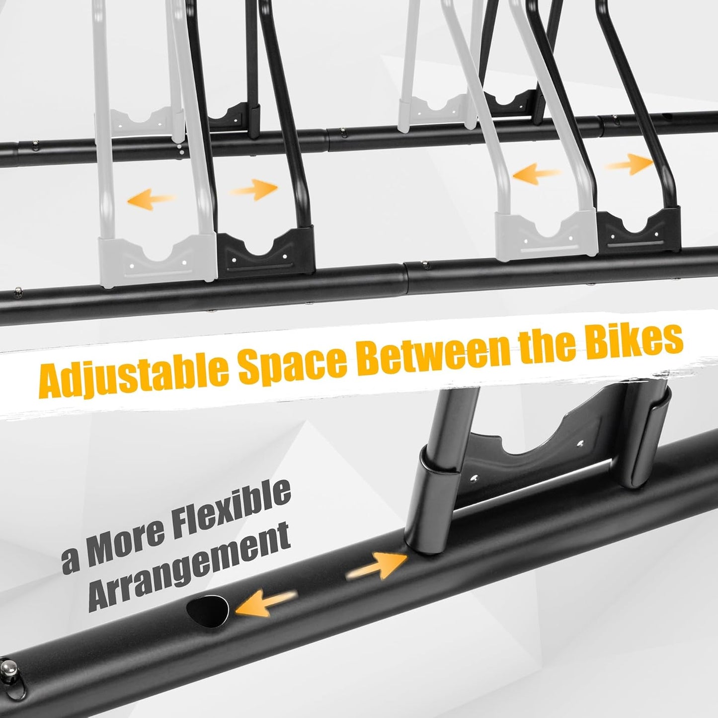 CyclingDeal Bicycle Floor Parking Rack Stand - for Mountain MTB Road Bike - Indoor Home Garage Storage - Adjustable for 3 Fat Bikes
