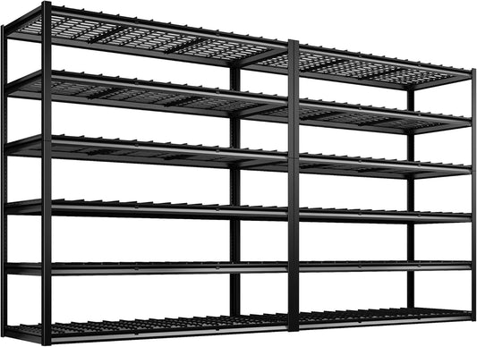 REIBII 60" W Garage Shelving, 3000LBS Storage Shelves, 6 Tier Heavy Duty Shelving, Adjustable Metal Shelving Units and Storage Rack for Warehouse, Pantry, Basement, 60" W x 84" Hx 24" D, 2 Pack