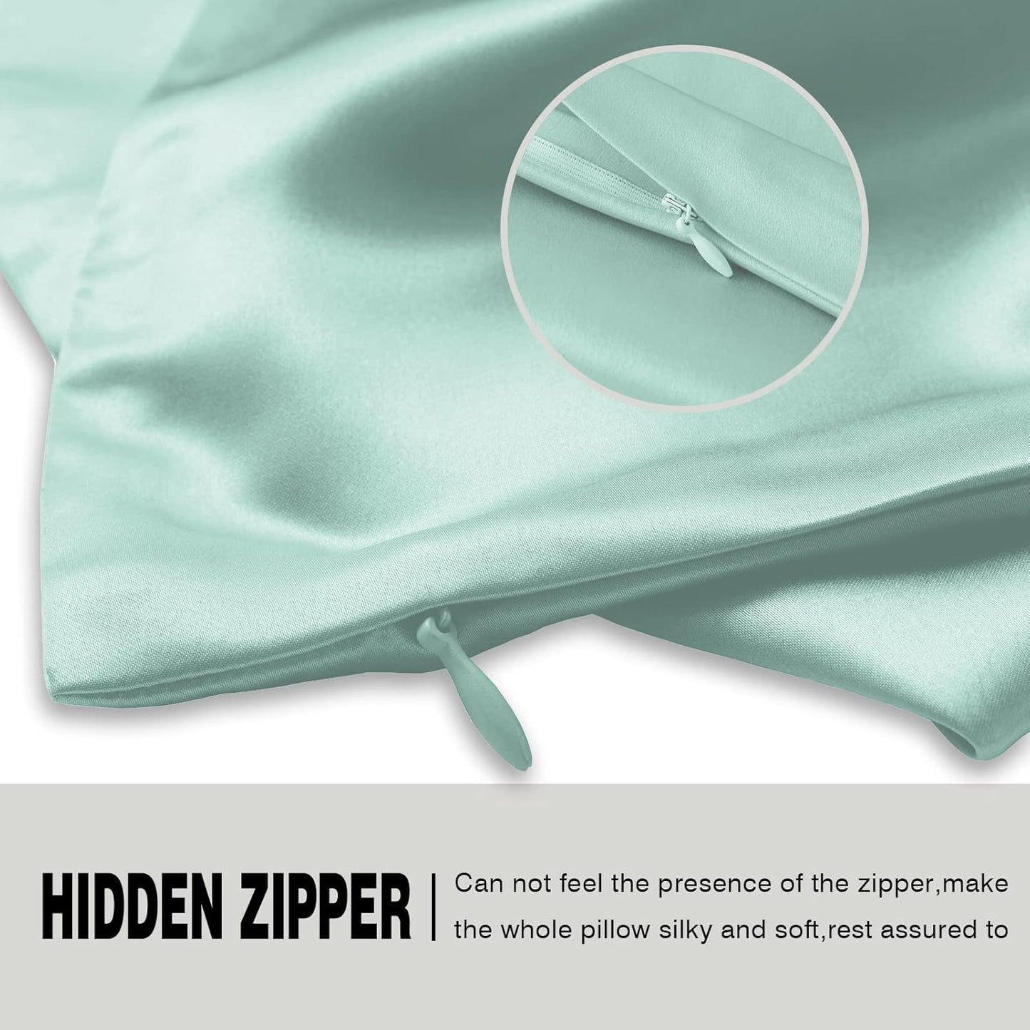 SUATIEN Mulberry Silk Pillow Cases Standard Size Silk Pillowcase for Hair and Skin with Zipper Soft Breathable Smooth Cooling Silk Pillow Case for Sleeping,Gifts for Women (Sage Green,20"X 26",1Pcs)