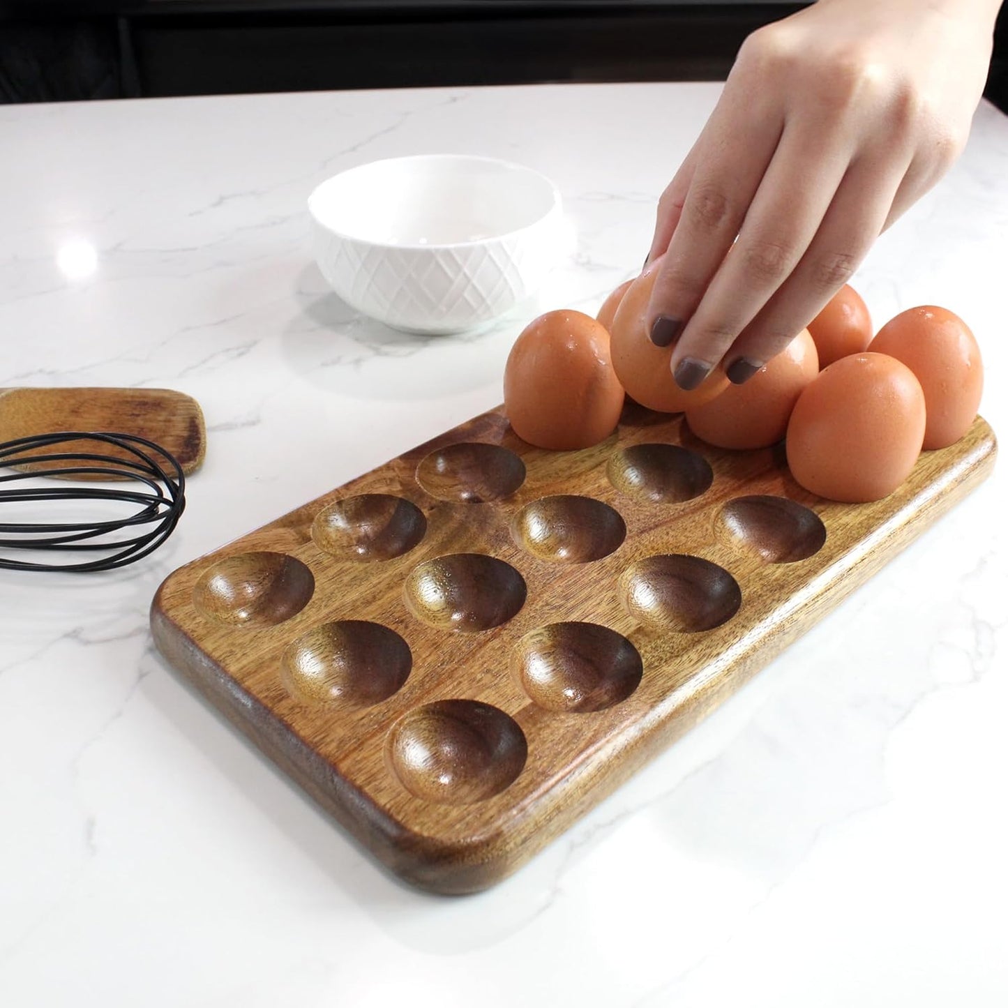 Gui's Chicken Coop Egg Tray - Rustic Wooden Egg Holder For Eggs Usable in Kitchen Refrigerator, or Countertop for Display or Storage - Easy to Clean… (18 Eggs)
