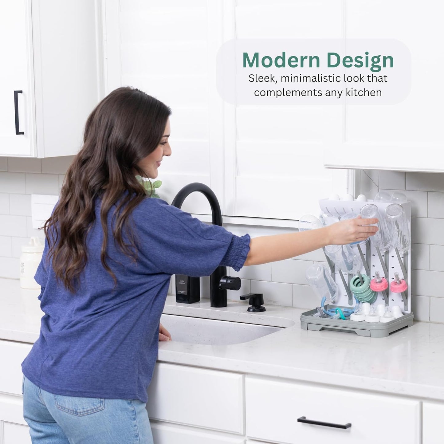 Baby Bottle Drying Rack – Large Vertical Bottle Dryer for 15 Bottles, Space-Saving Countertop Rack for Baby Bottles & Accessories, Compact Holder for Newborn Essentials