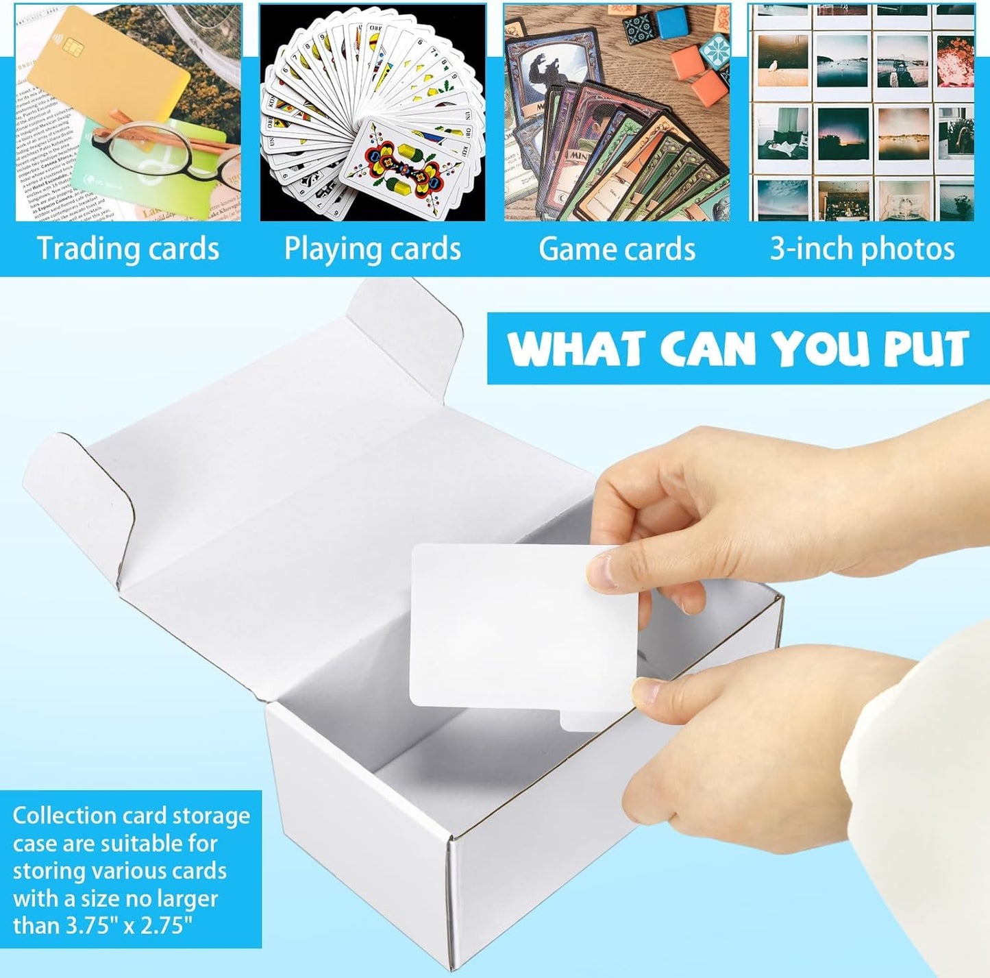 Trading Card Storage Box with Dividers, 6 Pack • 400 Count Bulk Card Collection Case, Corrugated Cardboard Storage Box for Sports, TCG/Magic/Mtg Cards (Horizontal Length 7.5 Inch)