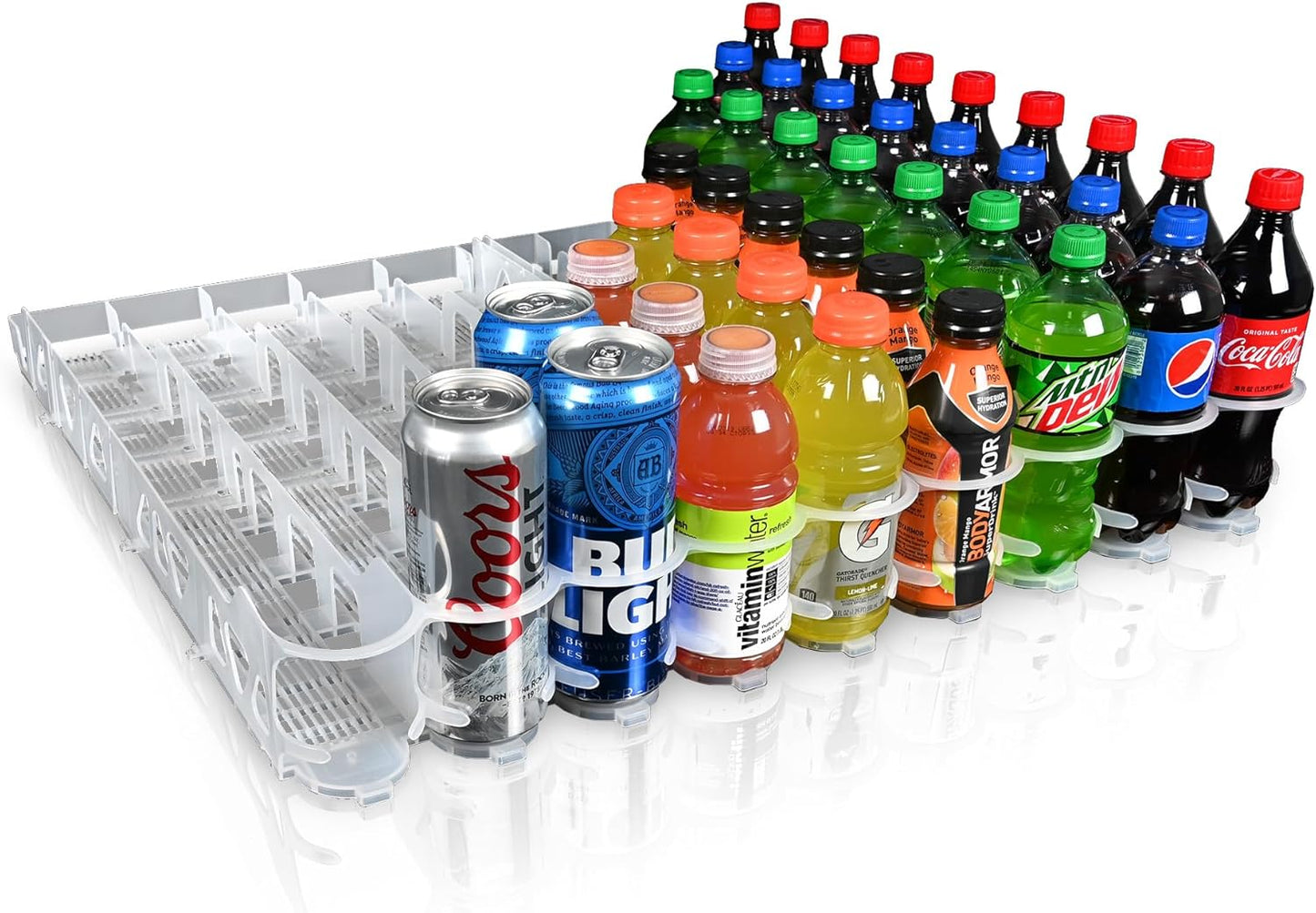 Visi-Slide 20oz Soda Beverage Dispenser - Gravity Fed Glide for Angled Shelves for Coolers, Commercial Refrigerators, Cold Vaults (Pack of 2) Drink Dispenser and Organizer for Cans, Bottles and More