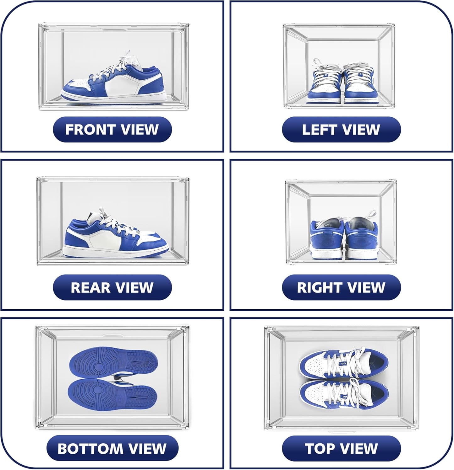 12 Pack Acrylic Shoe Boxes, Size 12 Clear Plastic Stackable Shoe Storage Boxes with Magnetic Lid Acrylic Display Case Sneaker Containers Underbed Closet Make-Up Storage Box