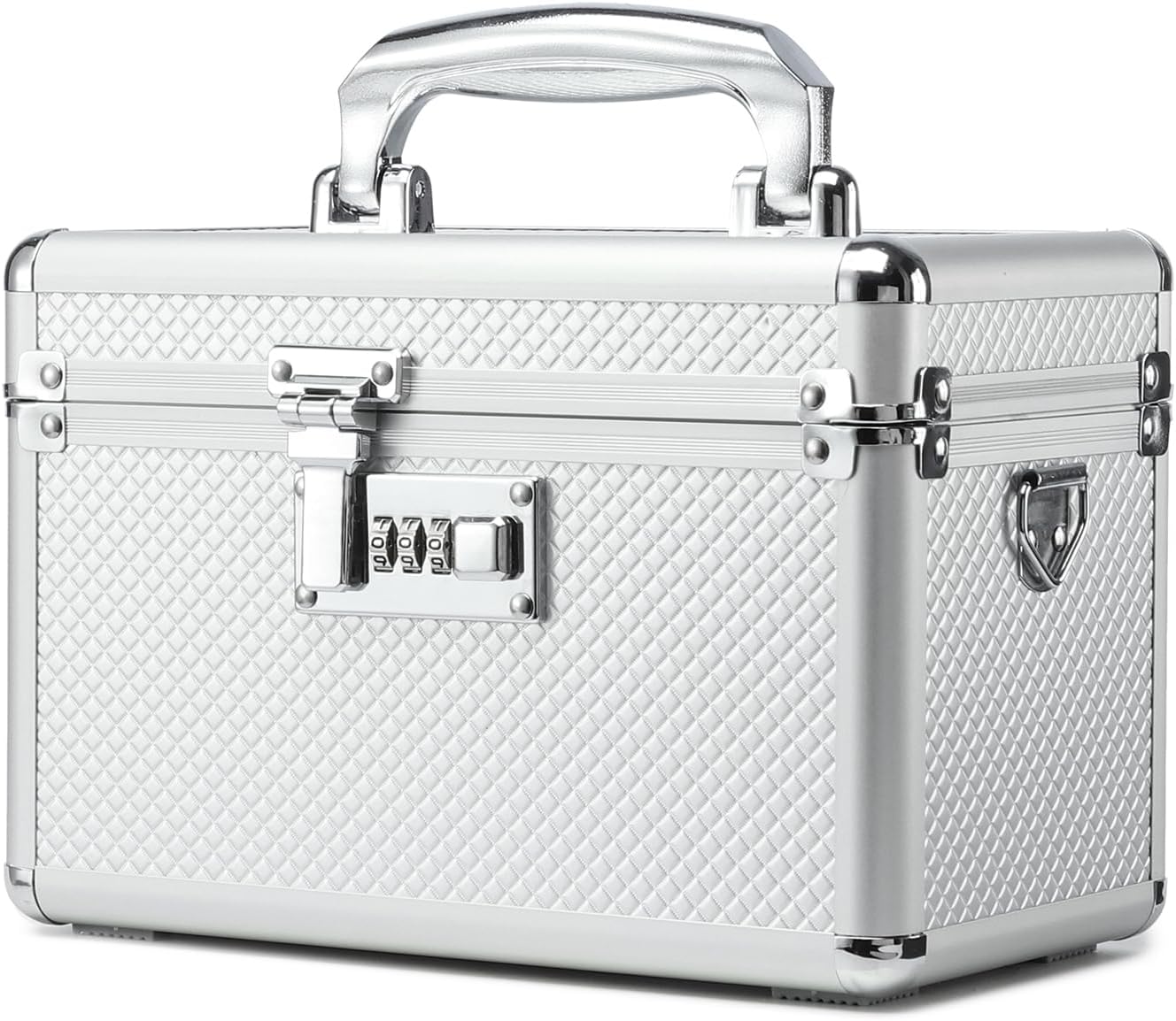 Storage Lock Box with Combination code, Lockable Medicine Storage Case, Empty First Aid Box, Security Lock Box, Multipurpose Lockbox for Home and Outdoor Use (Silver, Small)