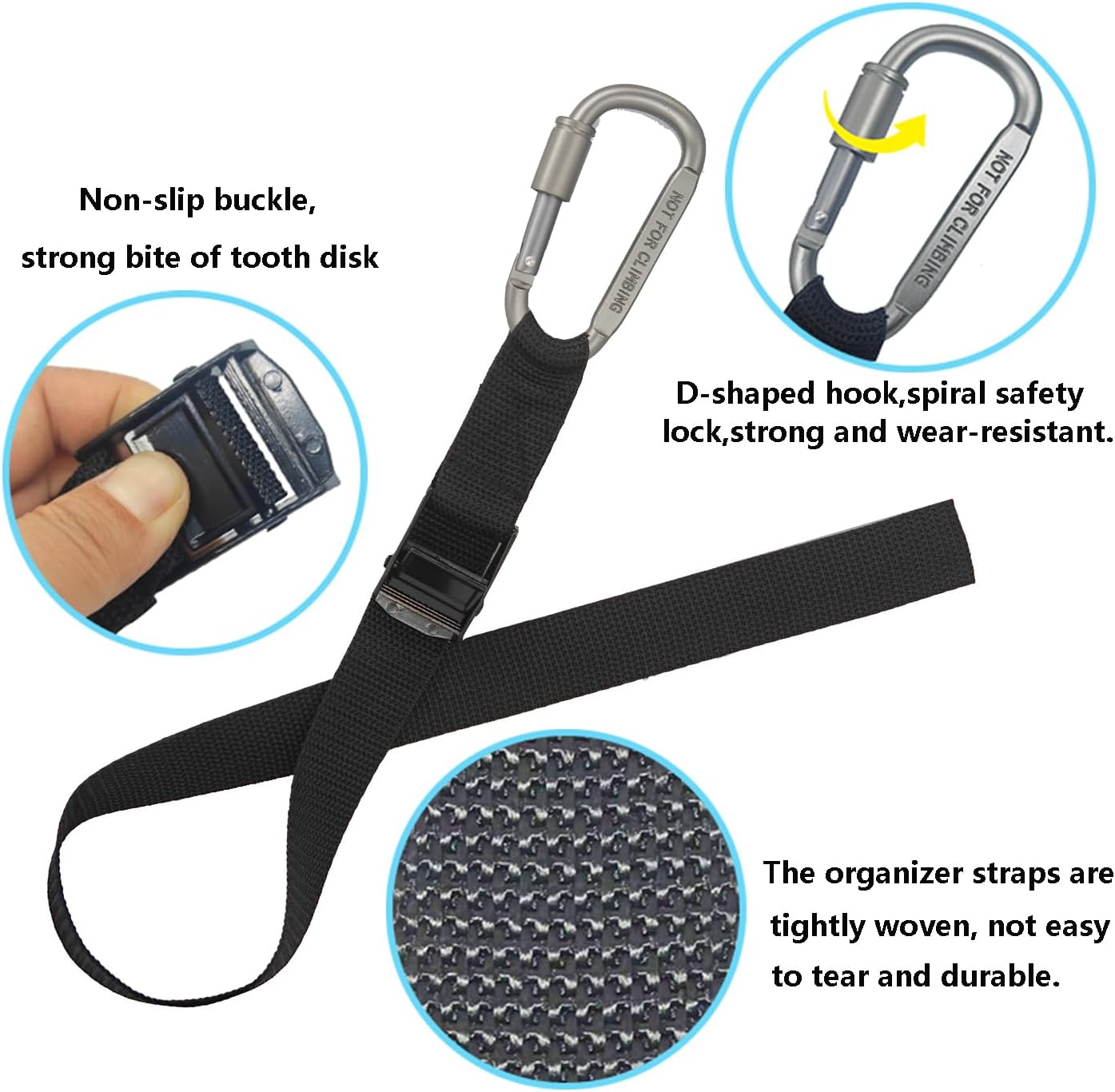 Extension Cord Holder, Extension Cord Organizer for Cables, Hoses and Ropes, Extension Cord Storage for Garage Organization and Storage with Loop Lock Buckle for Hanging (Black/Set of 2)