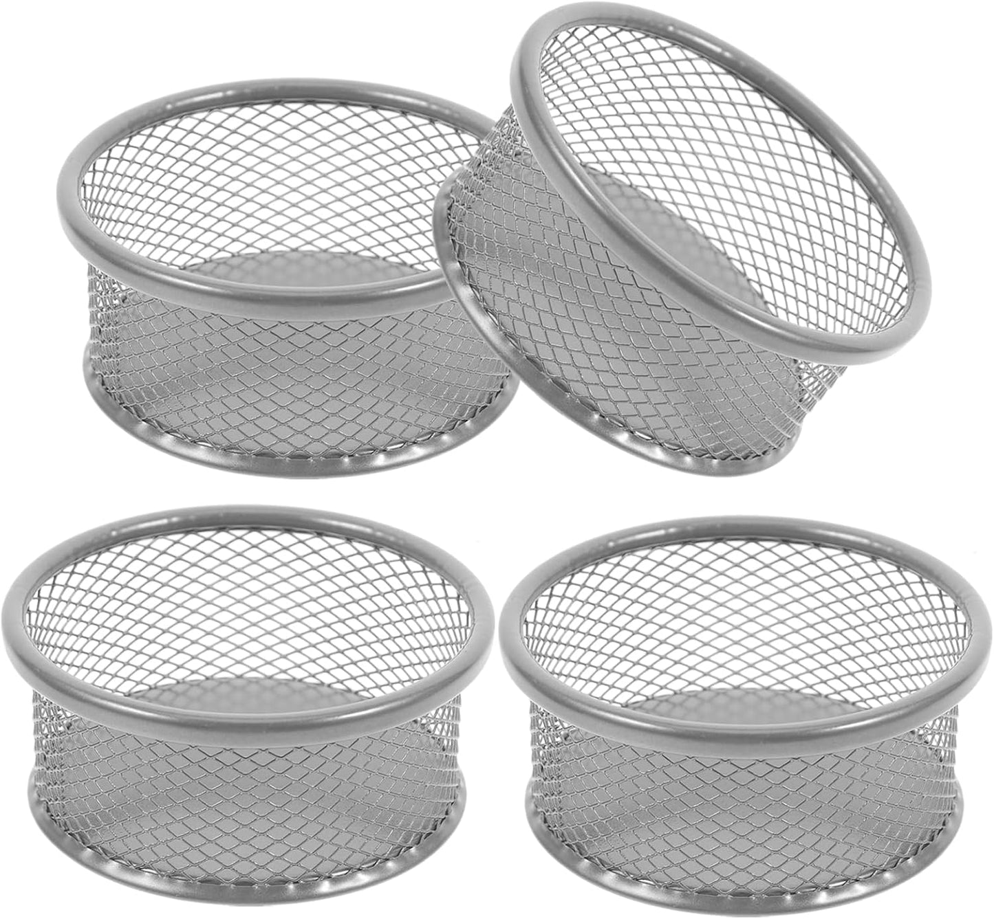 VILLCASE 4pcs Metal Paperclip Holders for Desk Organizer Mesh Paper Clip Holder Containers for Office Supplies Desktop Storage for Binder Clips Push Pins