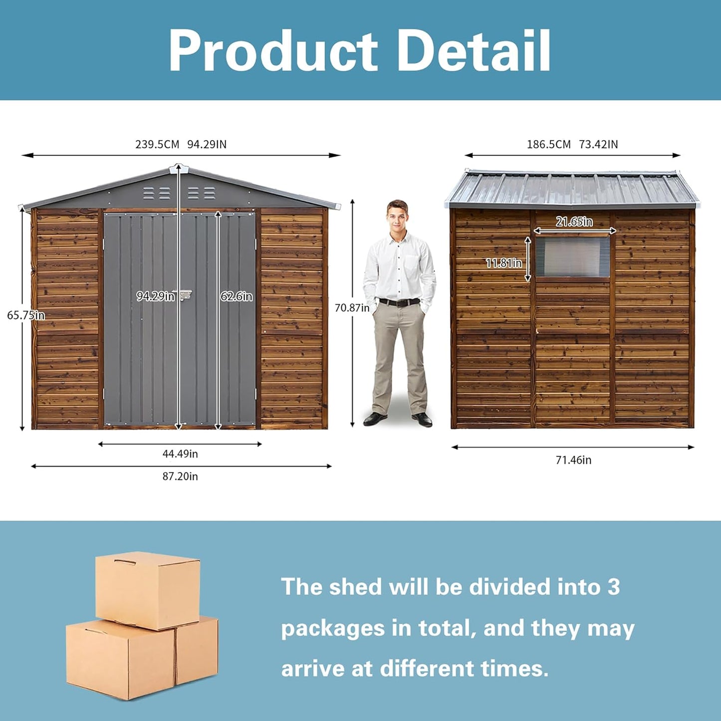 8x6 FT Outdoor Storage Shed, Wood Metal Utility Tool Shed Storage House with Door and Lock, Wooden Sheds Outdoor Storage for Garden,Patio,Lawn,Poolside