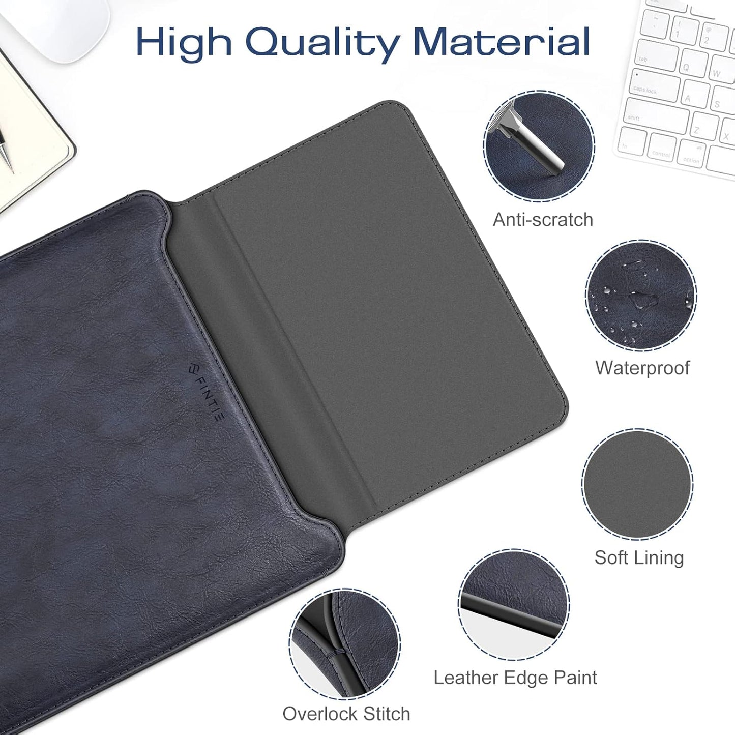 Fintie Sleeve Case for MacBook Air 13.6 A3240 A3113 A2681, Pro 14 A3434 A3401 A3185 A3112 A2992 A2918 A2779 A2442, MacBook Pro/Air 13 - PU Leather Slim Bag Cover with Stand Feature, Navy