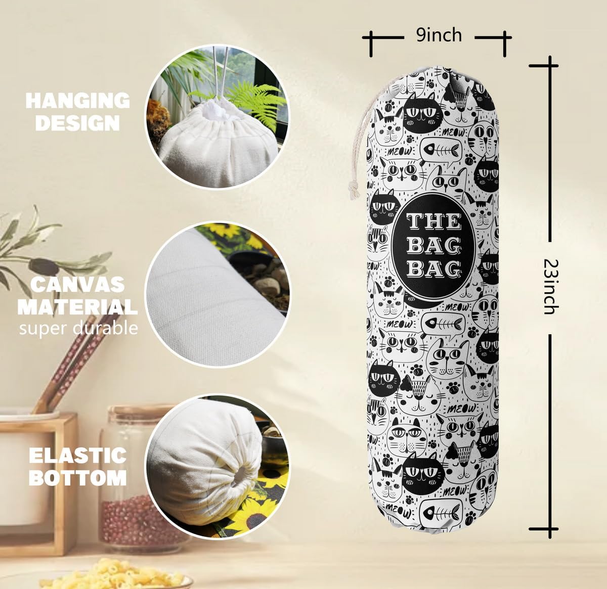 Grocery Bags Holder Organizer - Wall Mount Plastic Bags Storage Container Dispensers, Pet Lovers Home Kitchen Essentials