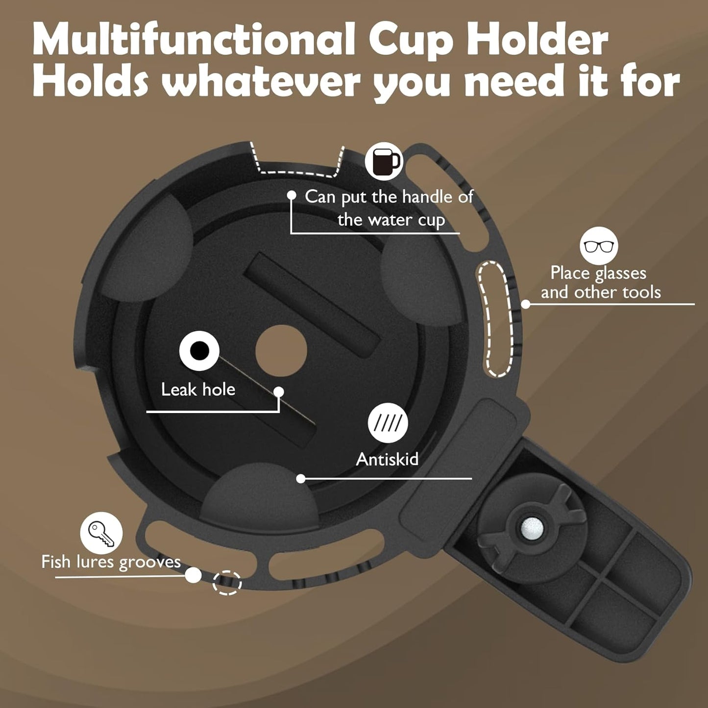 2-in-1 Upgraded Desk Cup Holder, Anti-Spill Table Cup Holder for Water Bottles, Wheelchairs, Workstations, Gaming Desk Accessories. (Black, Large)
